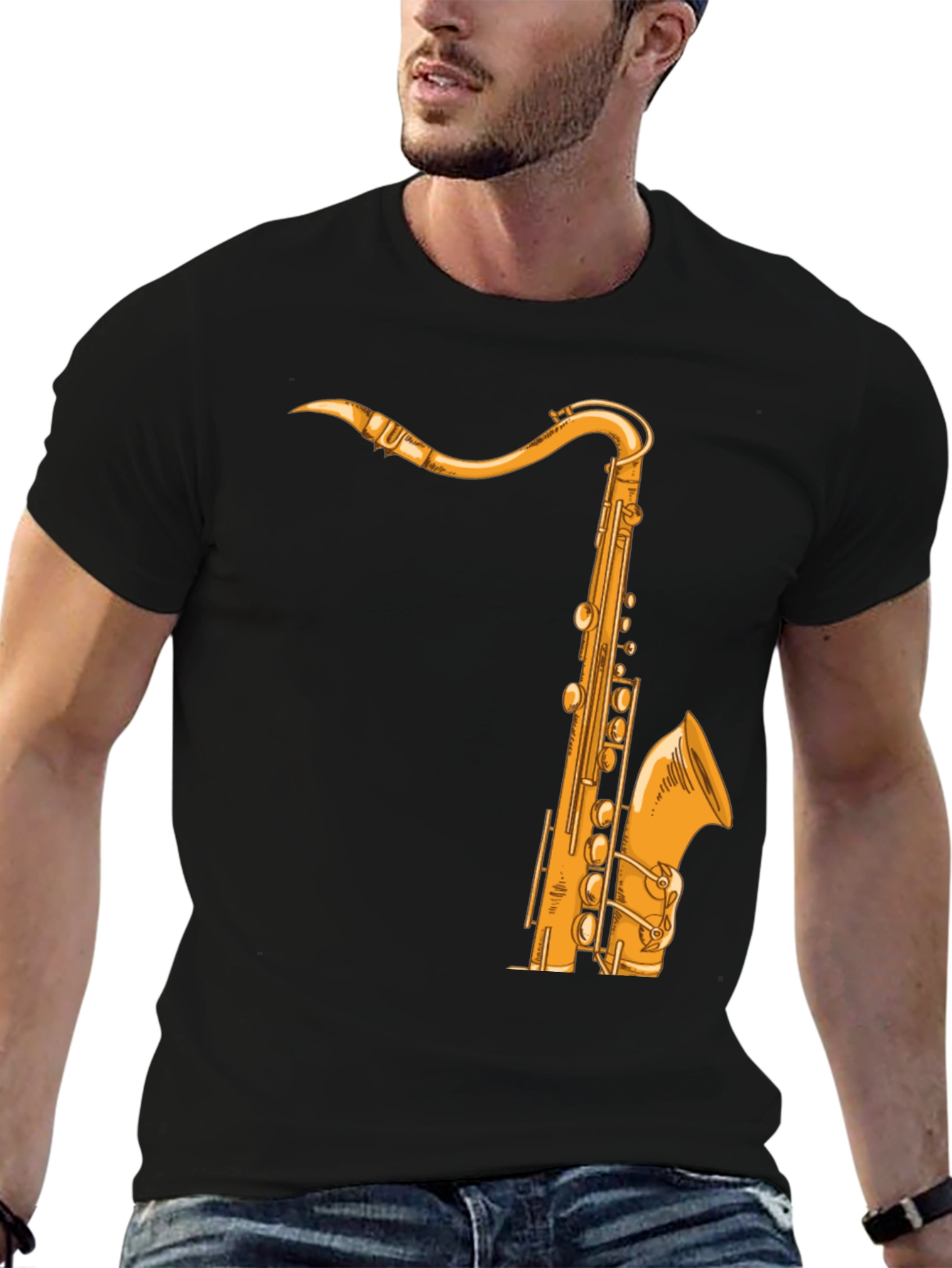 Saxophone Graphic Tee - Music Lover Shirt