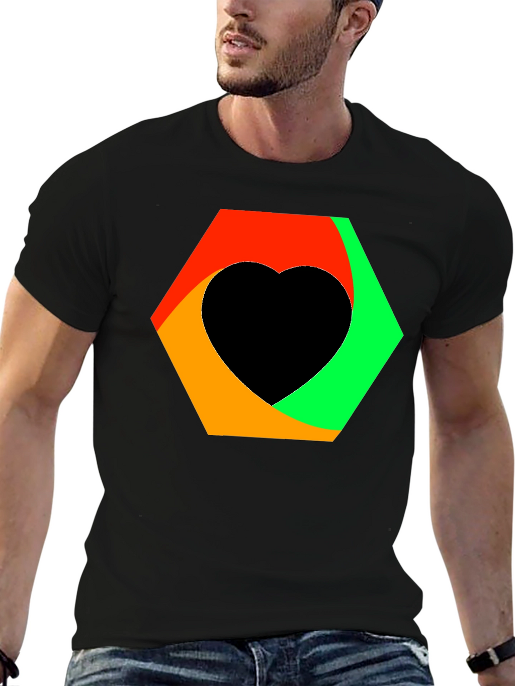 Abstract Heart Graphic Tee - Black