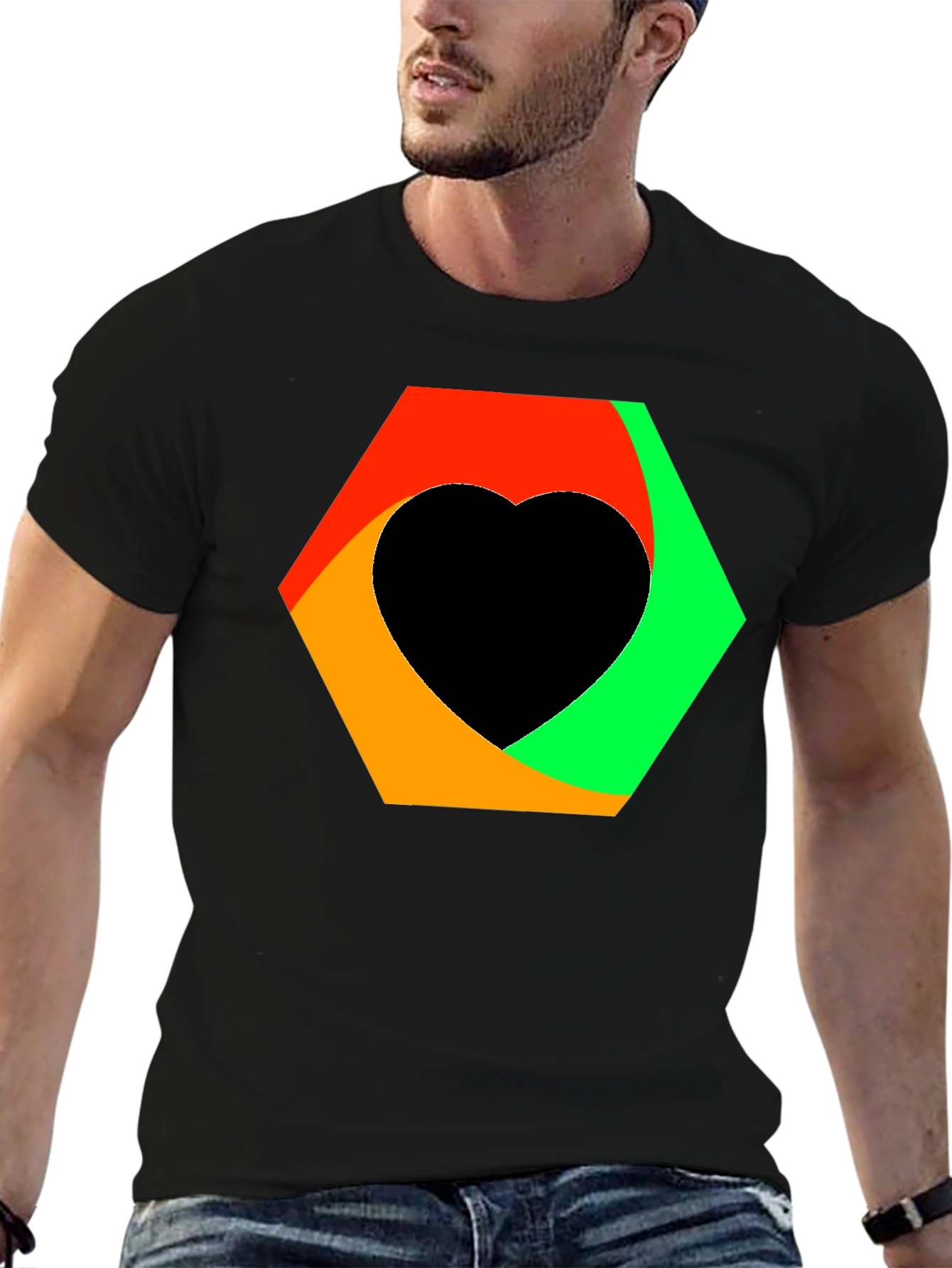 Abstract Heart Graphic Tee - Black