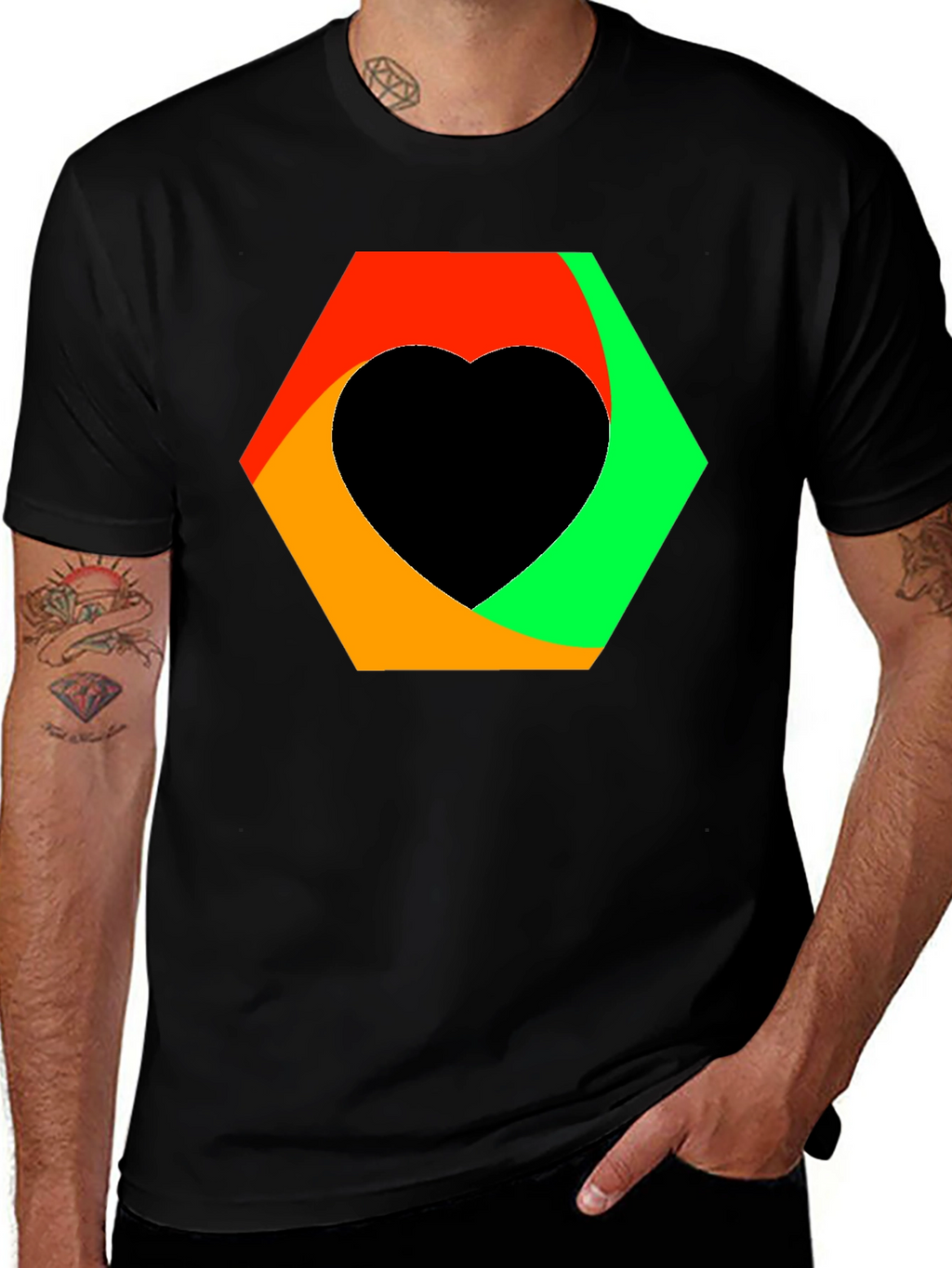 Abstract Heart Graphic Tee - Black