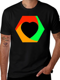 Abstract Heart Graphic Tee - Black