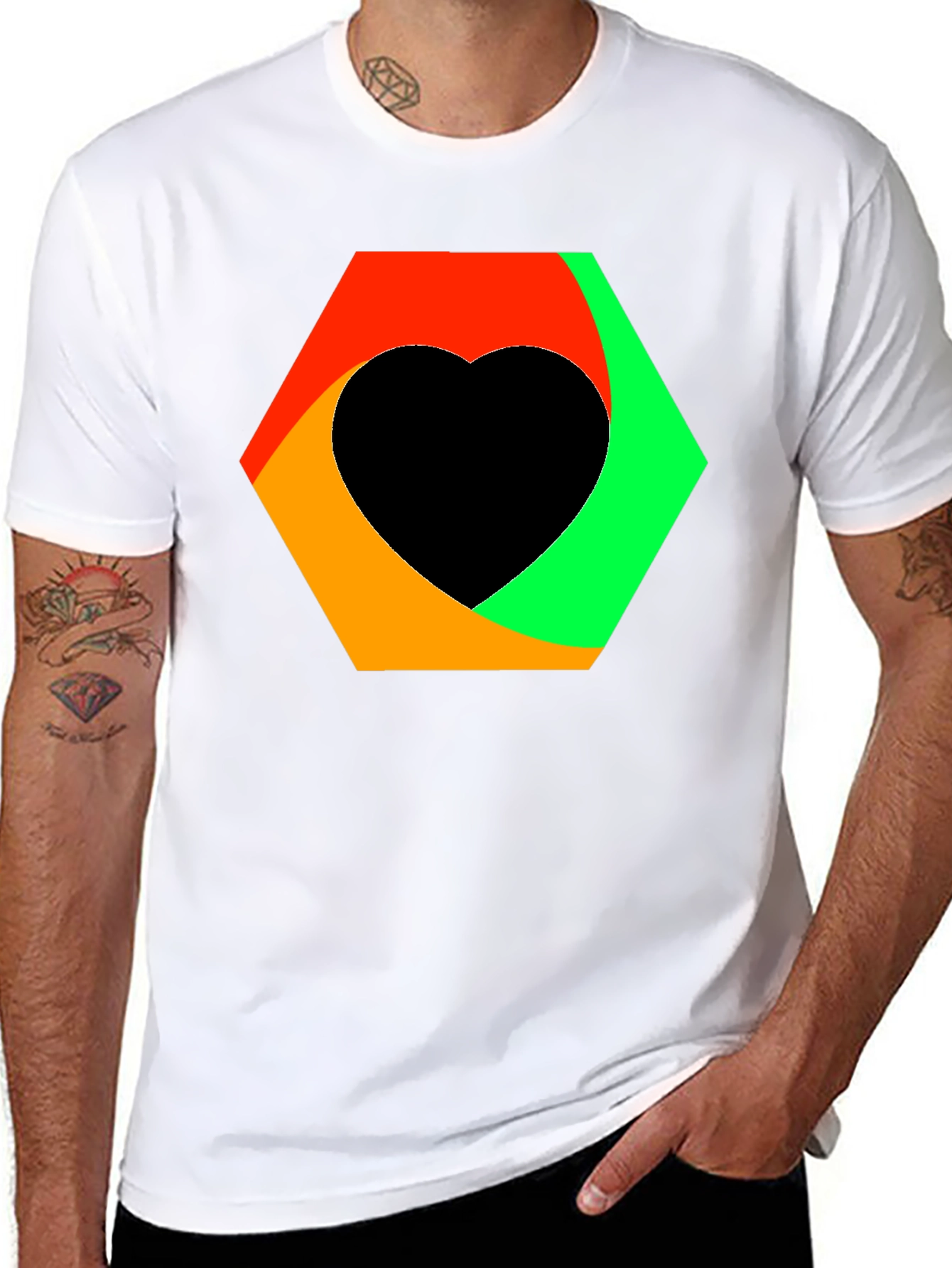 Abstract Heart Graphic Tee - Black