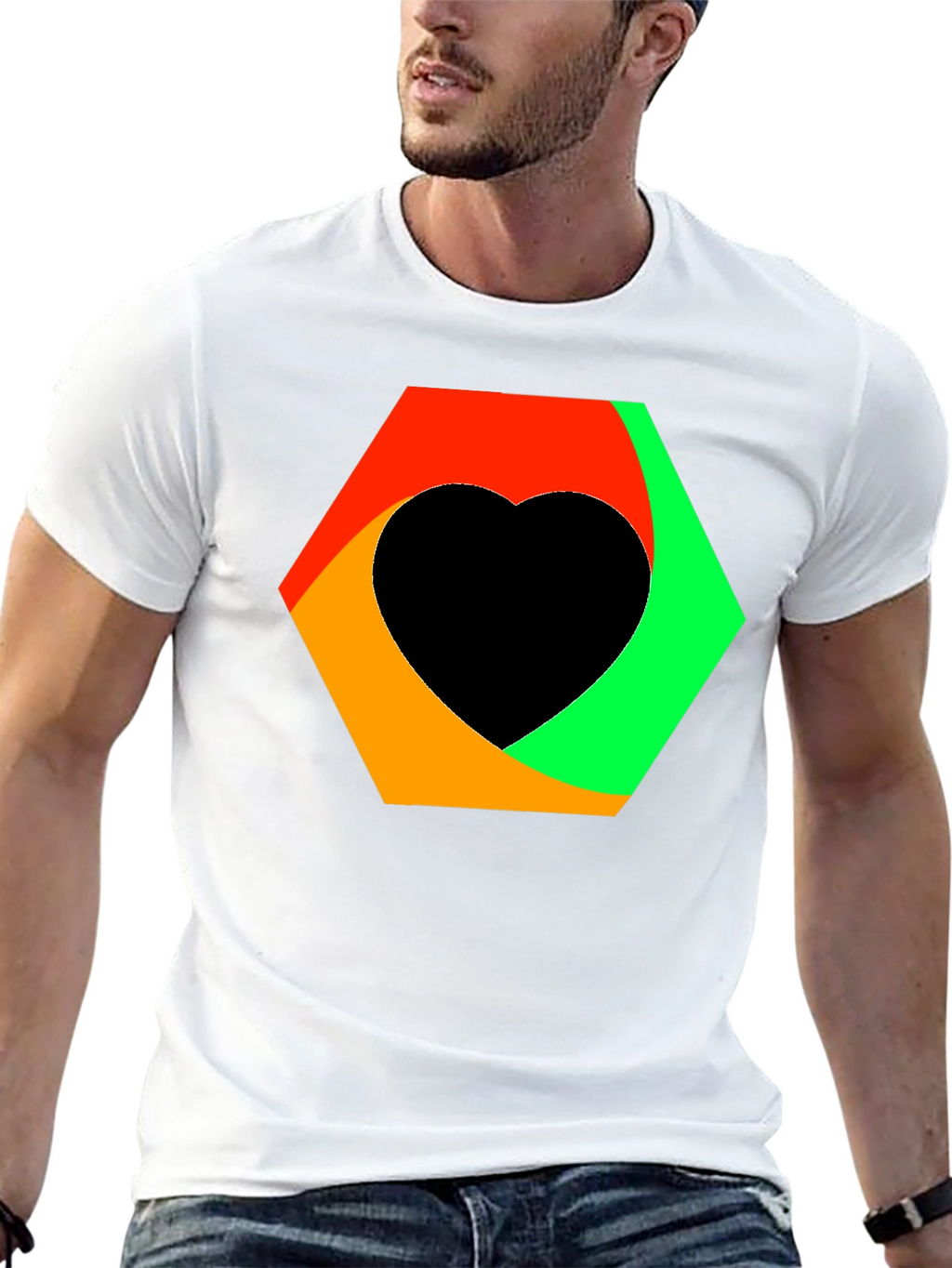 Abstract Heart Graphic Tee - Black