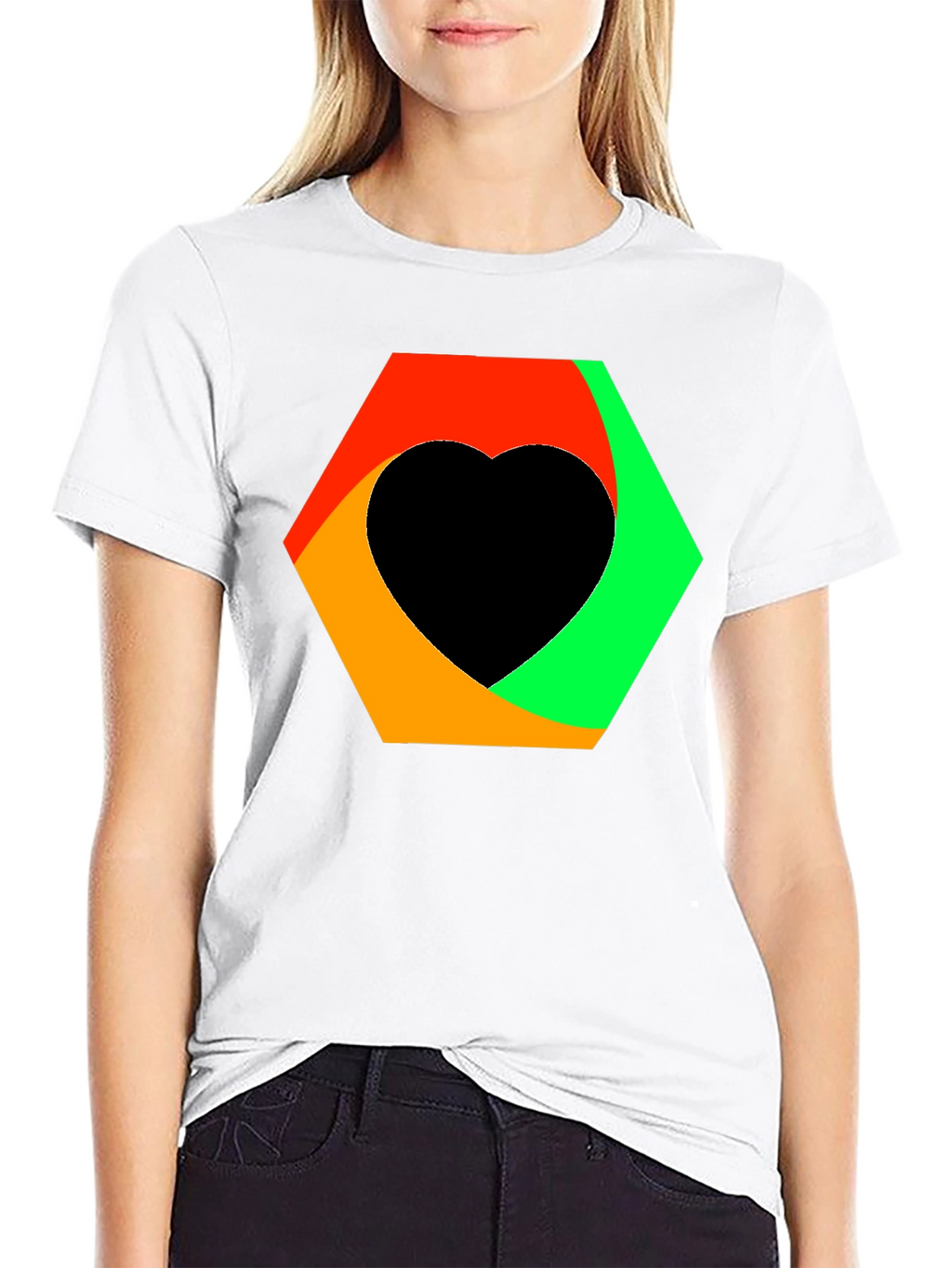 Abstract Heart Graphic Tee - Black