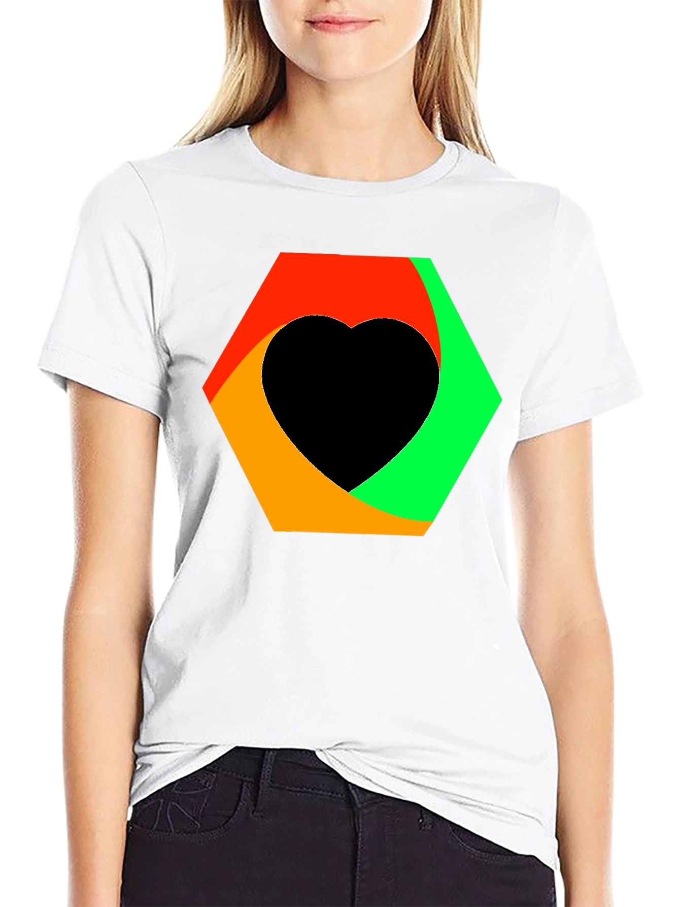 Abstract Heart Graphic Tee - Black