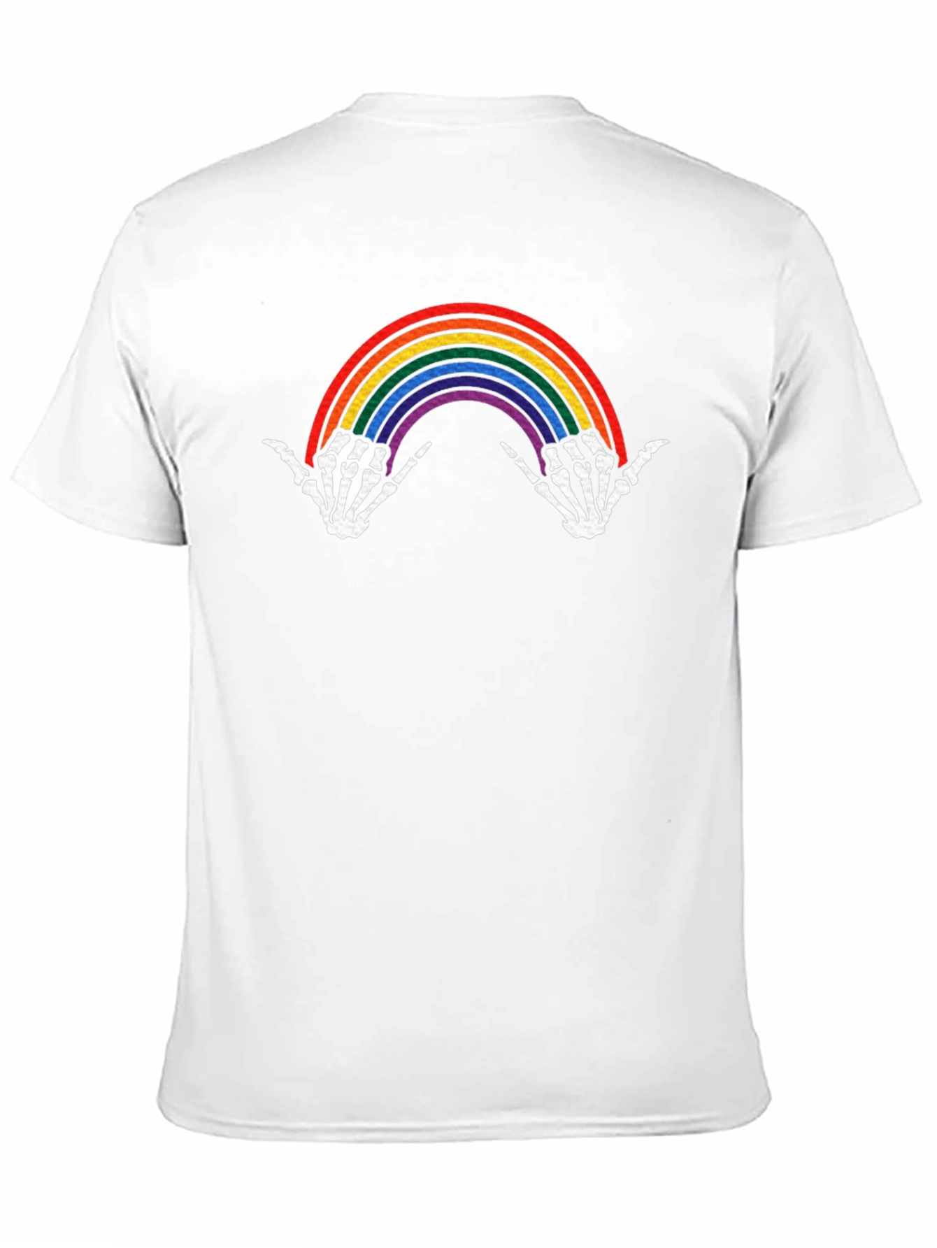 Rainbow Skeleton Hands Black Graphic Tee