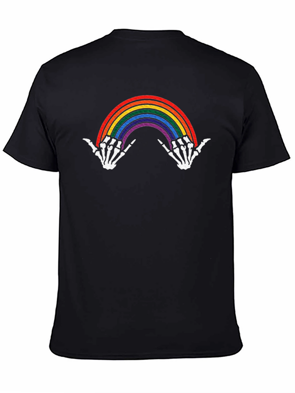 Rainbow Skeleton Hands Black Graphic Tee