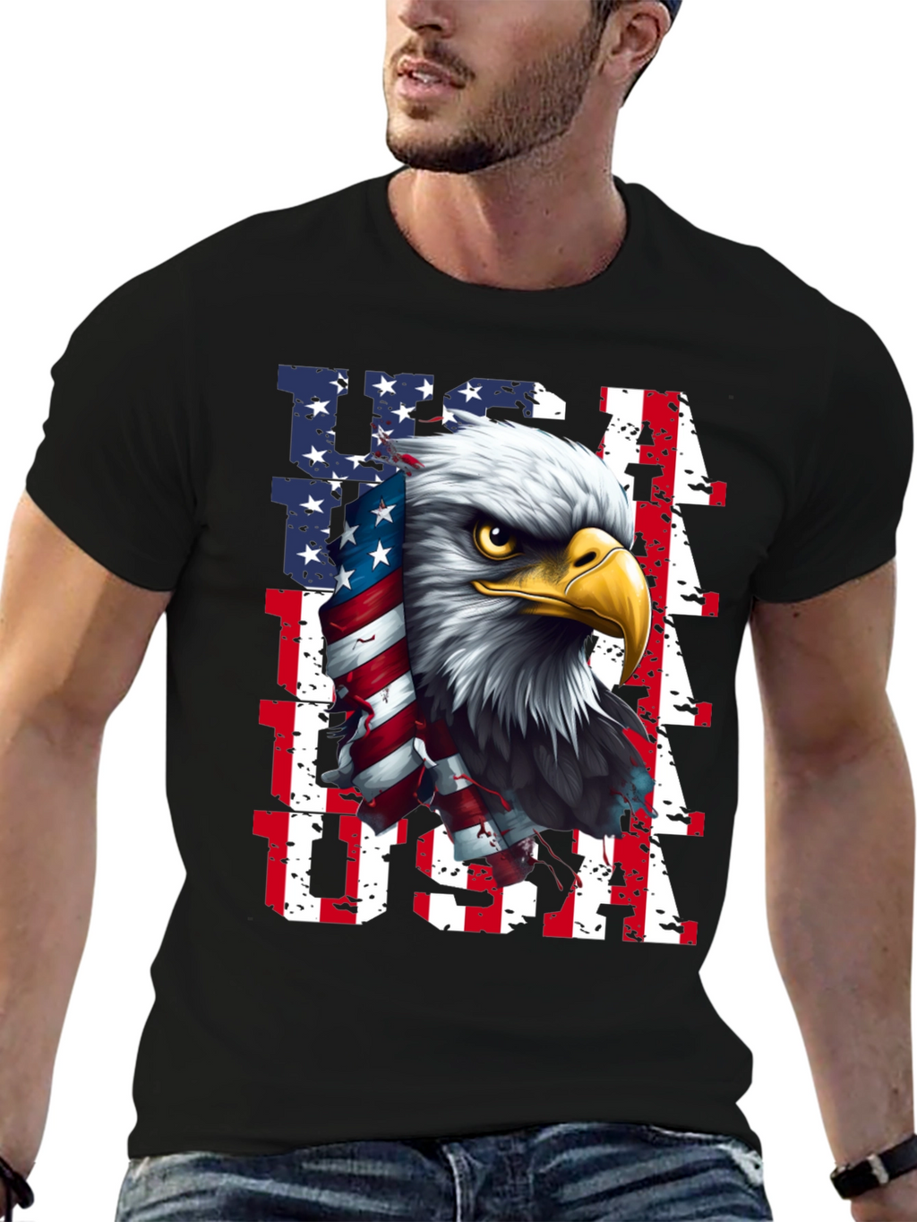 USA Eagle Graphic Tee - Patriotic Mens Shirt