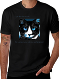 Ocean Eyes Cat Graphic Tee - Soft Black Shirt