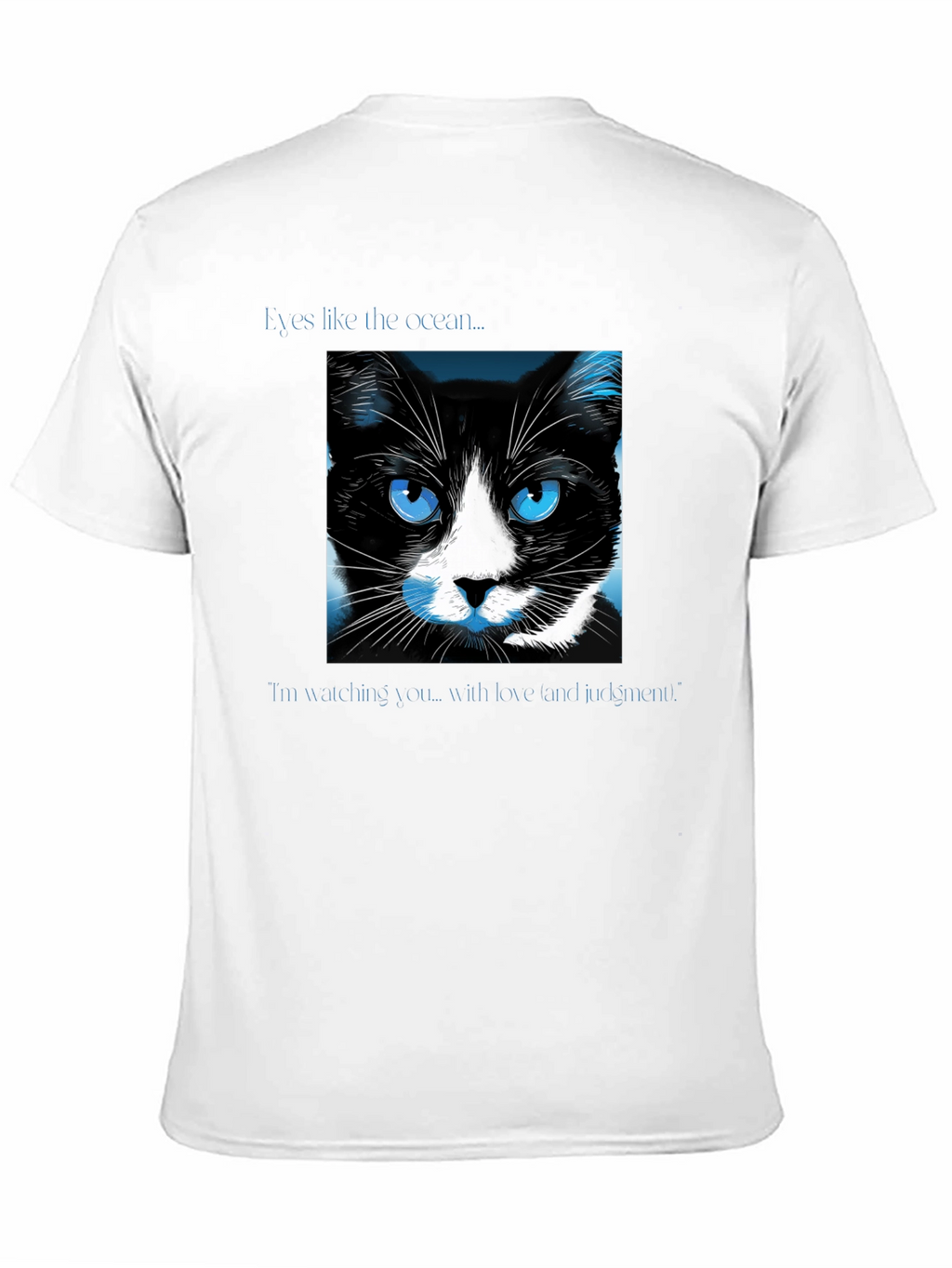 Ocean Eyes Cat Graphic Tee - Soft Black Shirt