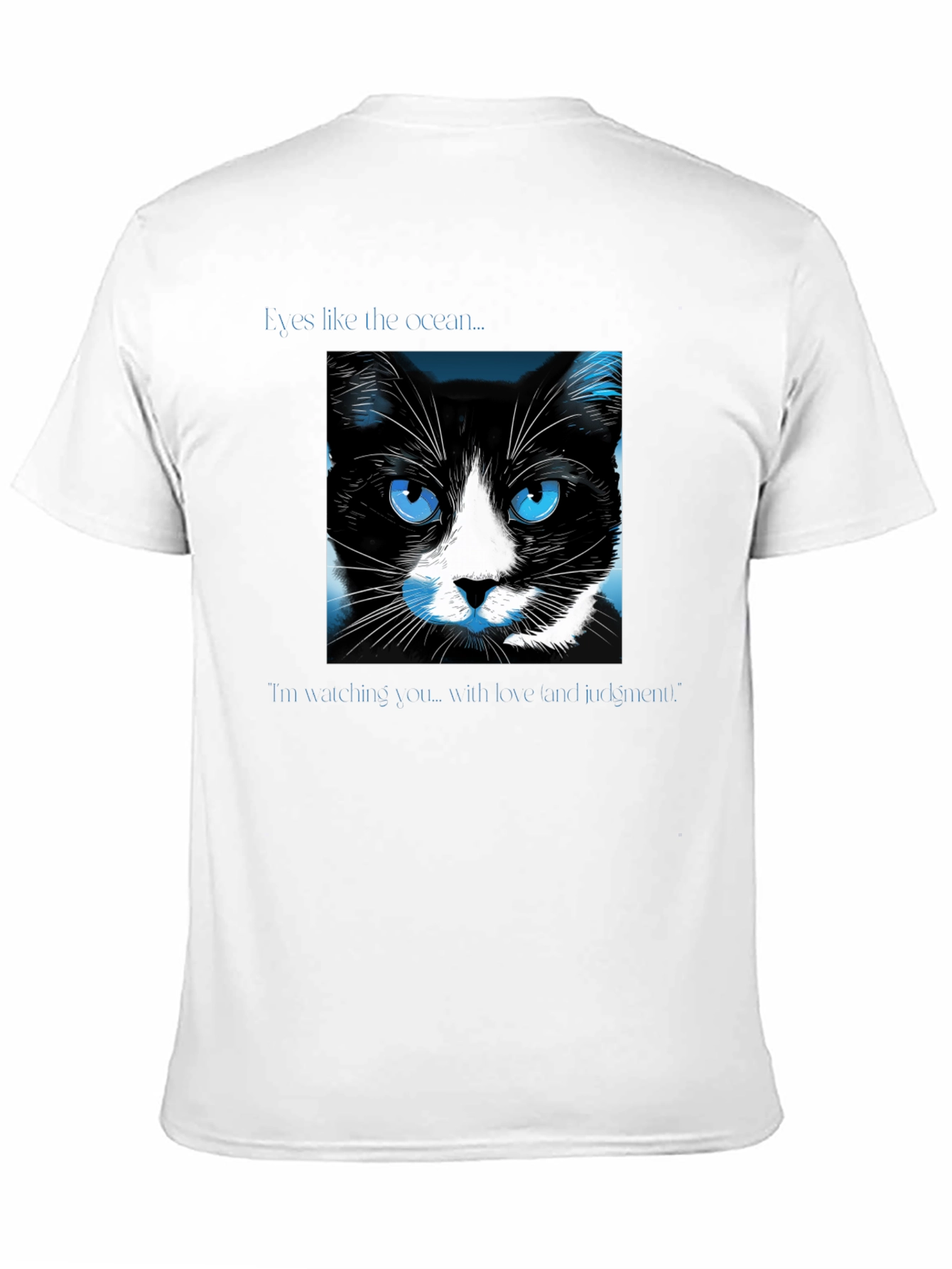 Ocean Eyes Cat Graphic Tee - Soft Black Shirt