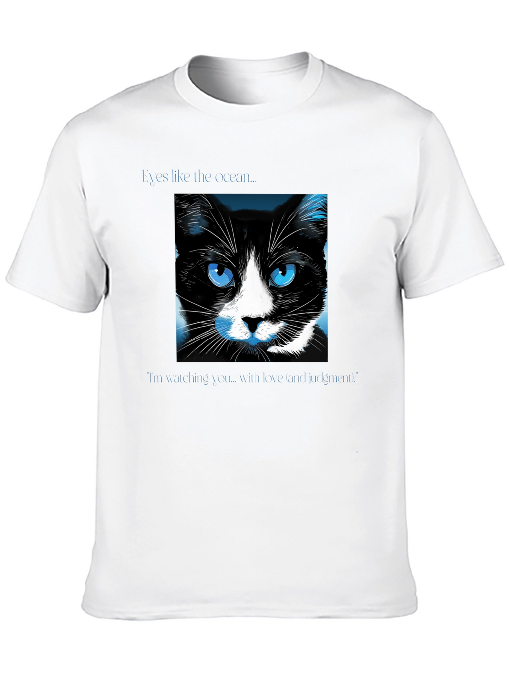 Ocean Eyes Cat Graphic Tee - Soft Black Shirt