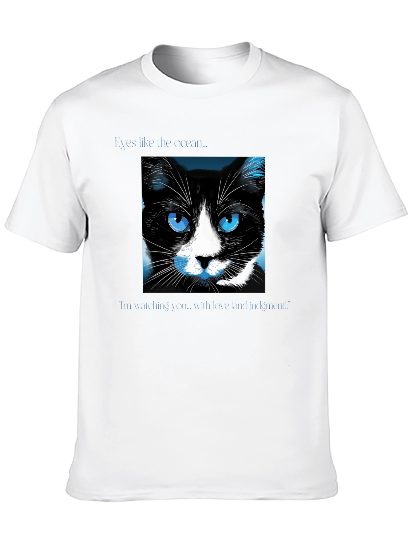 Ocean Eyes Cat Graphic Tee - Soft Black Shirt
