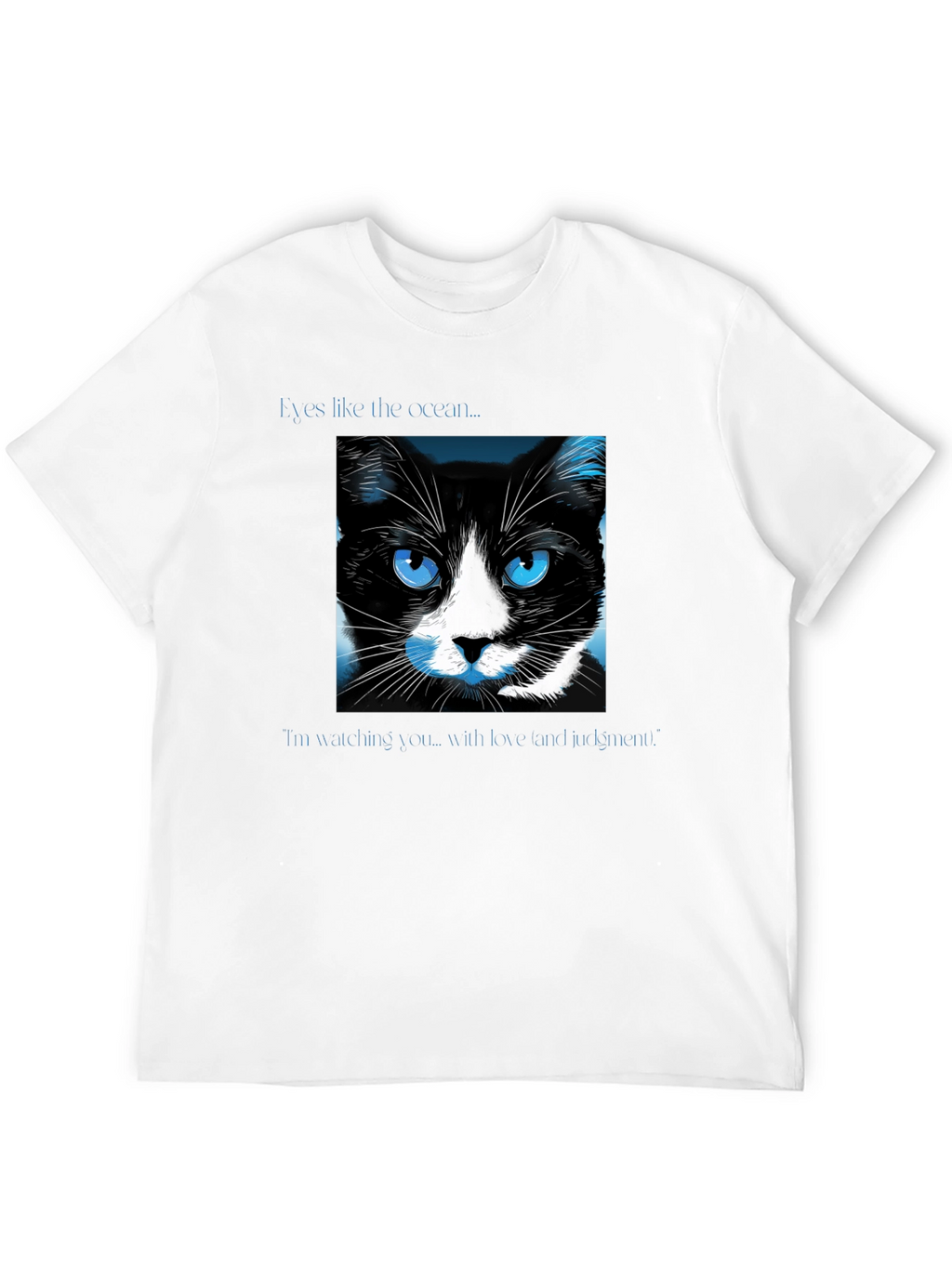 Ocean Eyes Cat Graphic Tee - Soft Black Shirt
