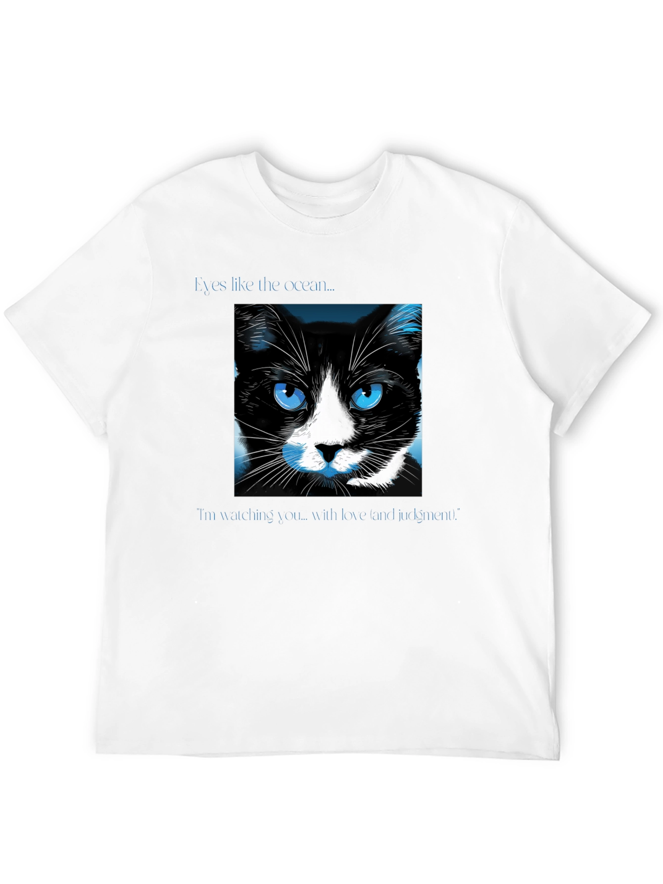 Ocean Eyes Cat Graphic Tee - Soft Black Shirt