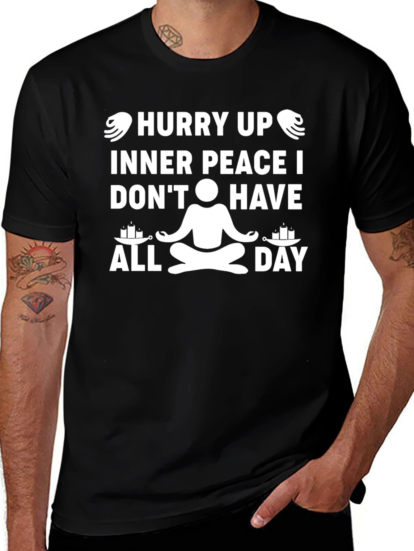 Hurry Up Inner Peace T-Shirt: Funny Yoga Meditation Tee