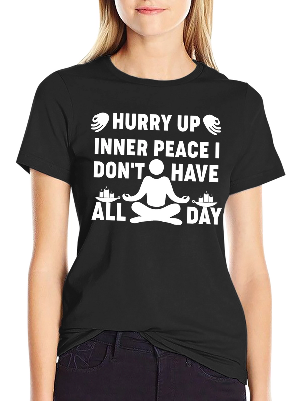 Hurry Up Inner Peace T-Shirt: Funny Yoga Meditation Tee