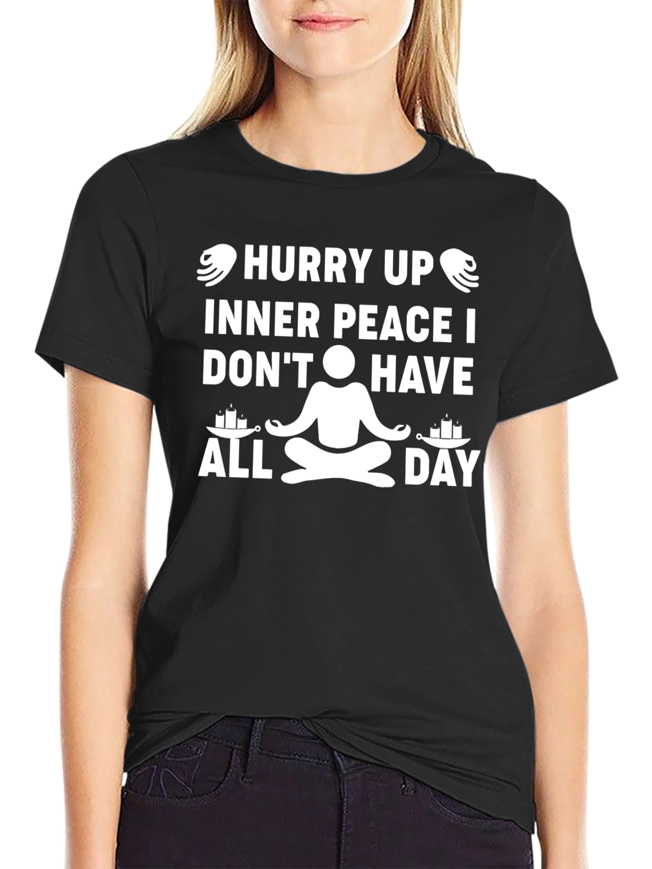 Hurry Up Inner Peace T-Shirt: Funny Yoga Meditation Tee