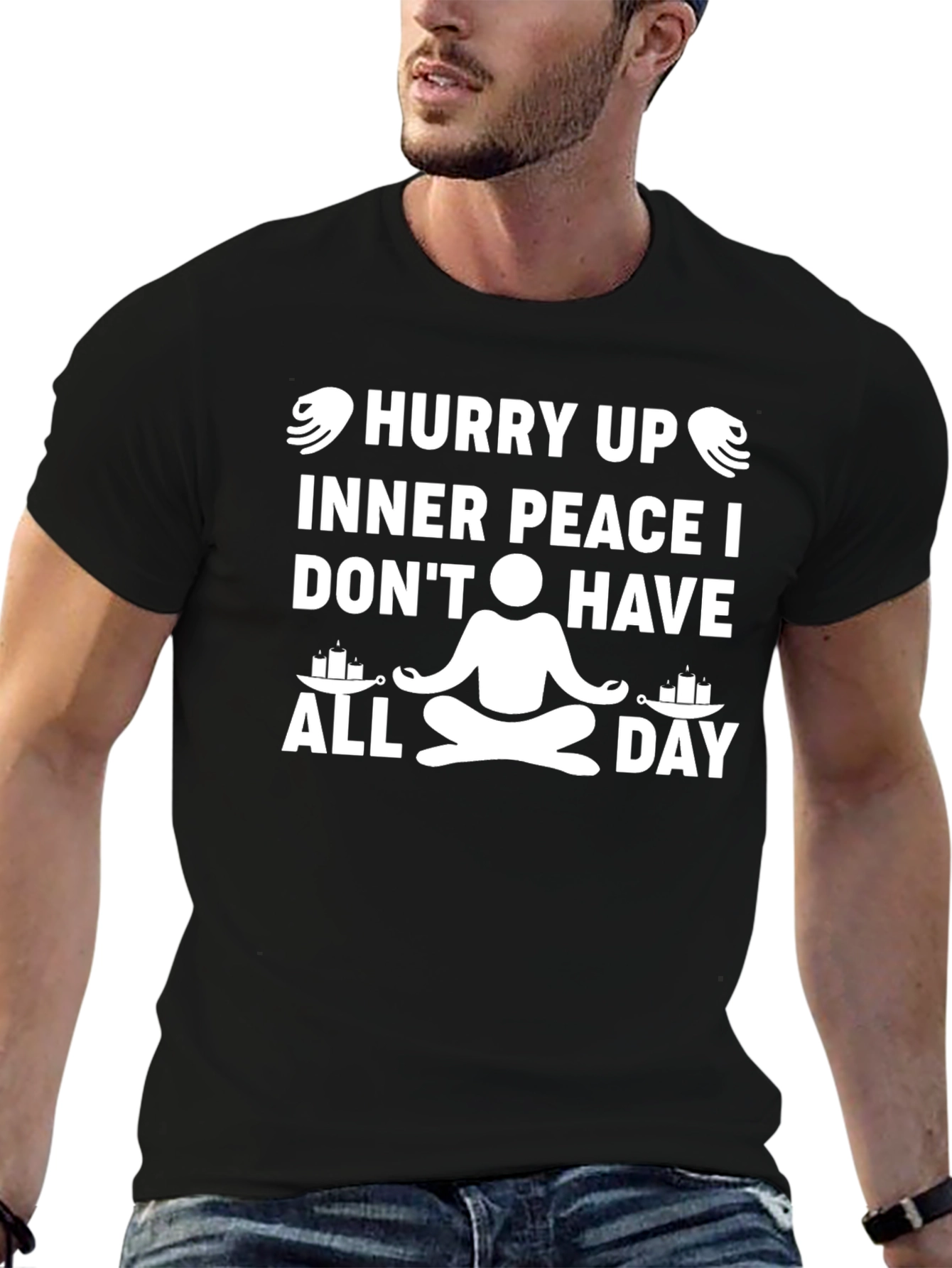 Hurry Up Inner Peace T-Shirt: Funny Yoga Meditation Tee