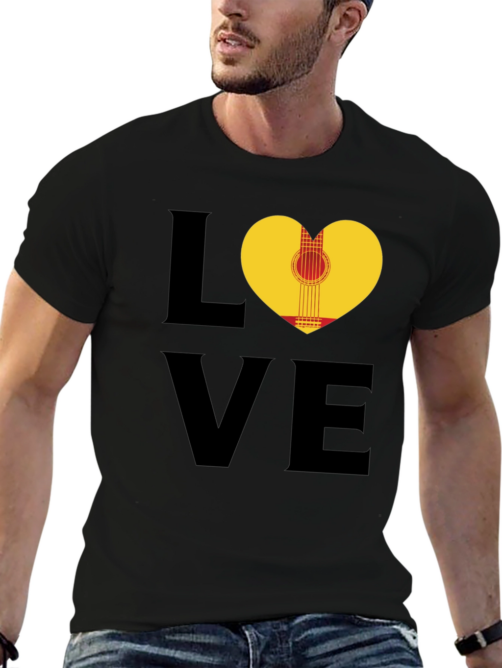 Love Guitar T-Shirt - Heart Graphic Tee