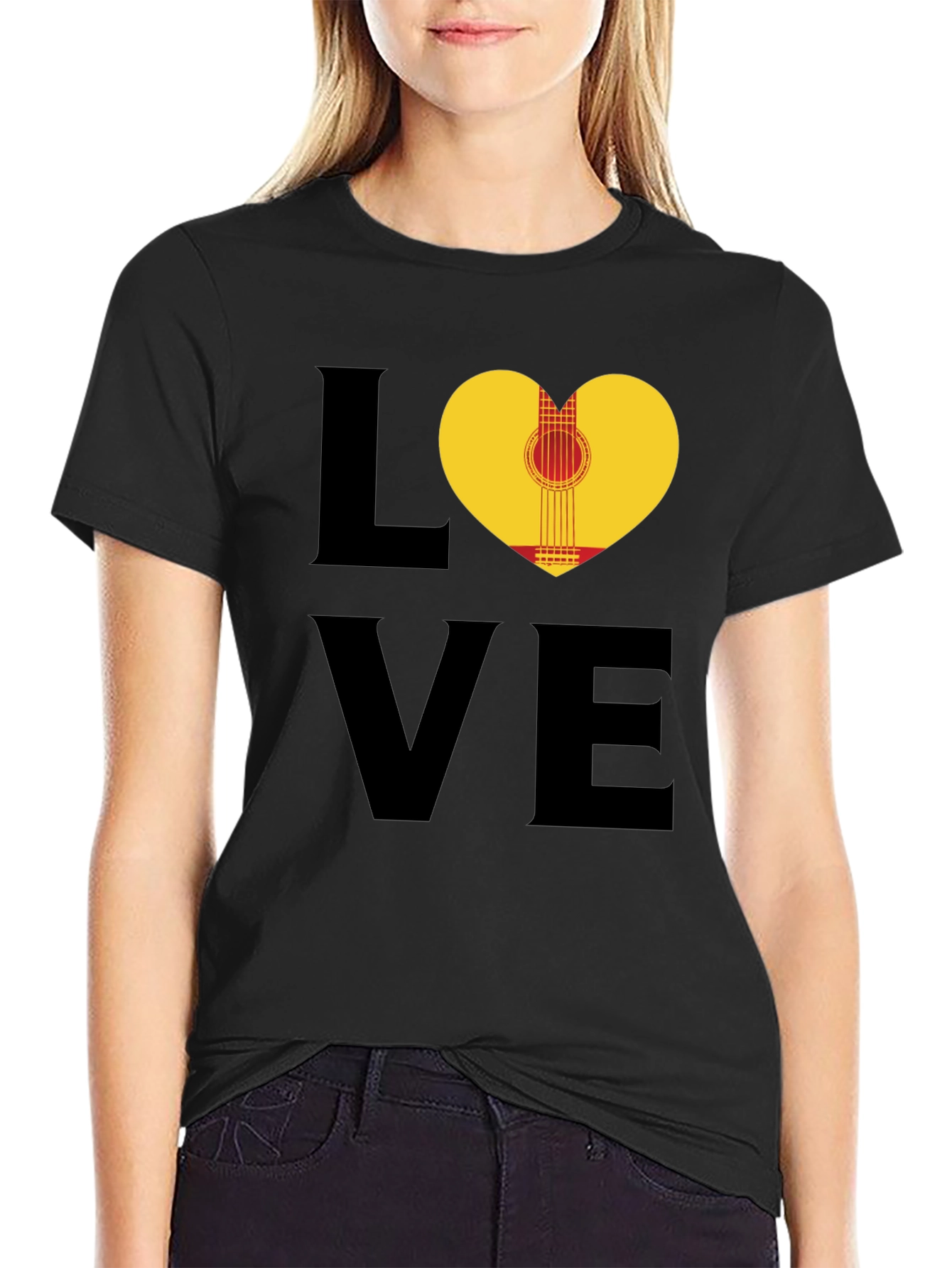 Love Guitar T-Shirt - Heart Graphic Tee
