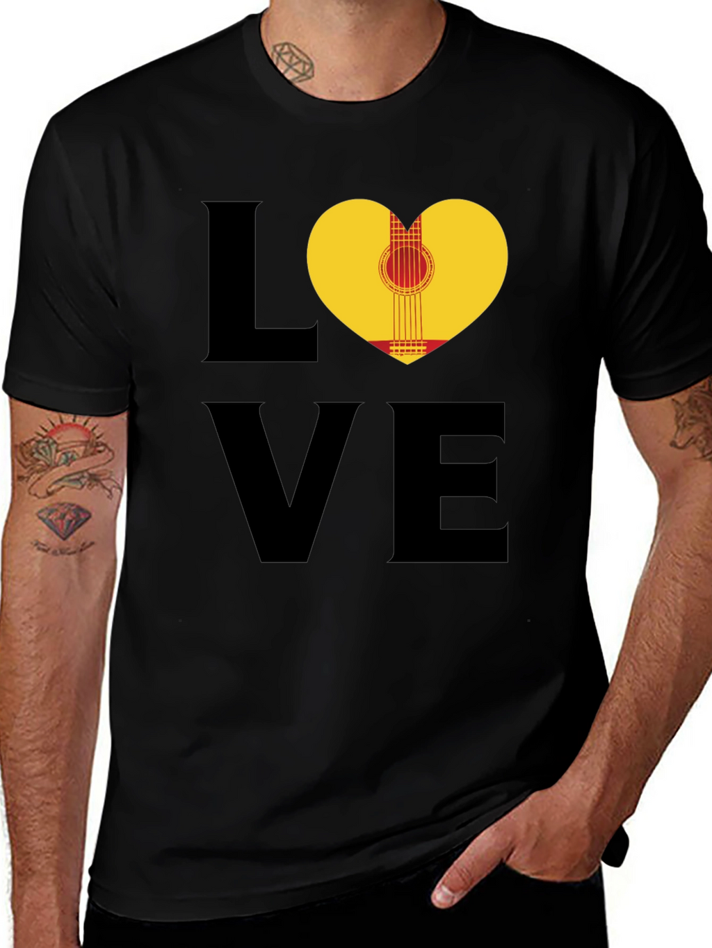 Love Guitar T-Shirt - Heart Graphic Tee