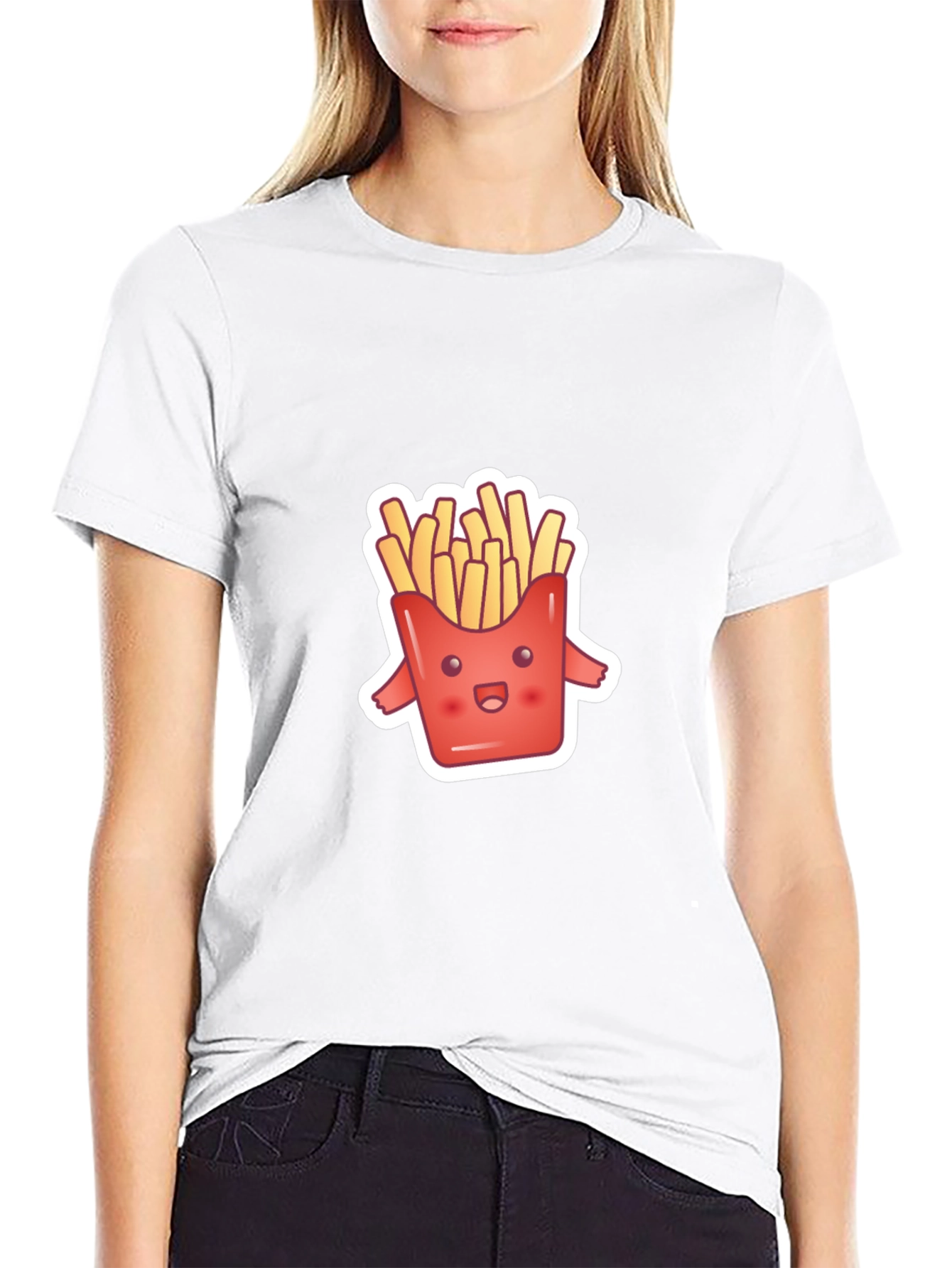 Cute Fries Graphic Tee - Black Comfort Fit