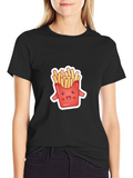 Cute Fries Graphic Tee - Black Comfort Fit