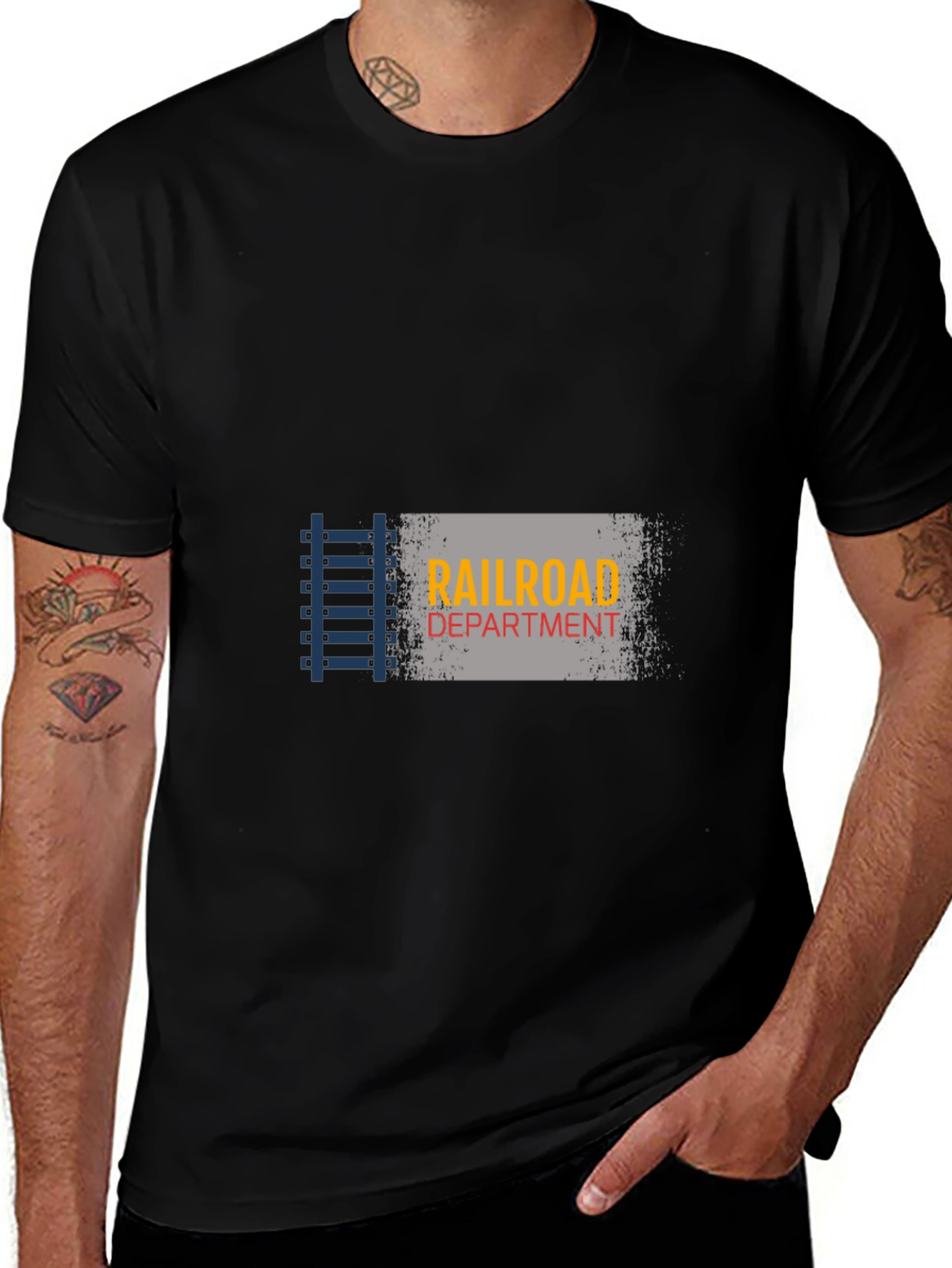 Railroad Department Graphic Tee - Black Cotton Blend