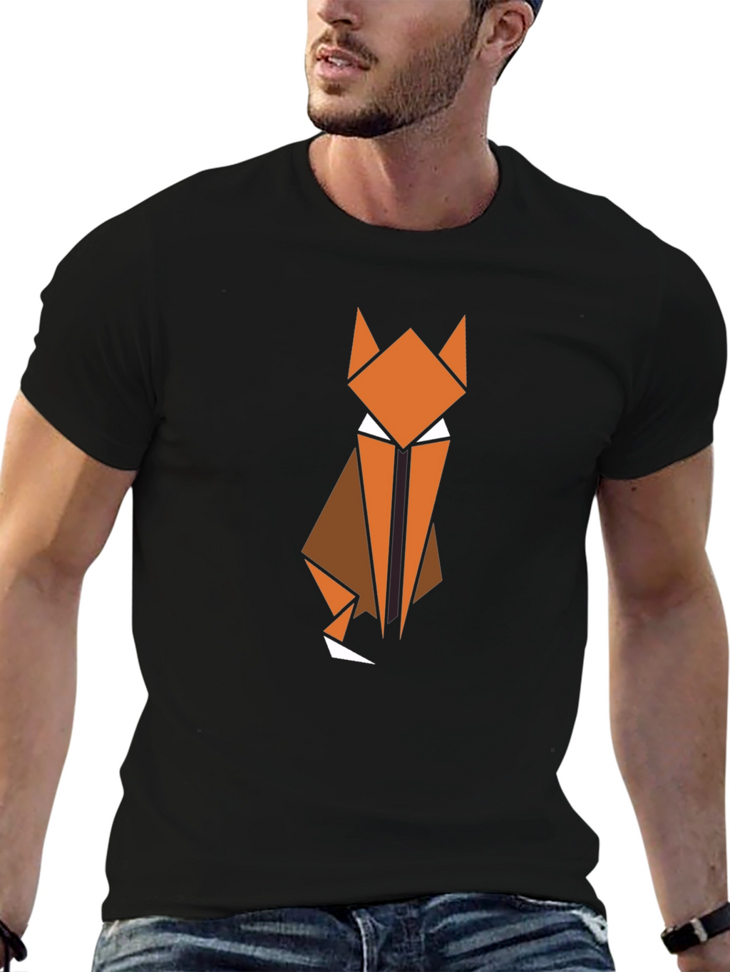 Geometric Fox Graphic Tee - Modern Animal Design