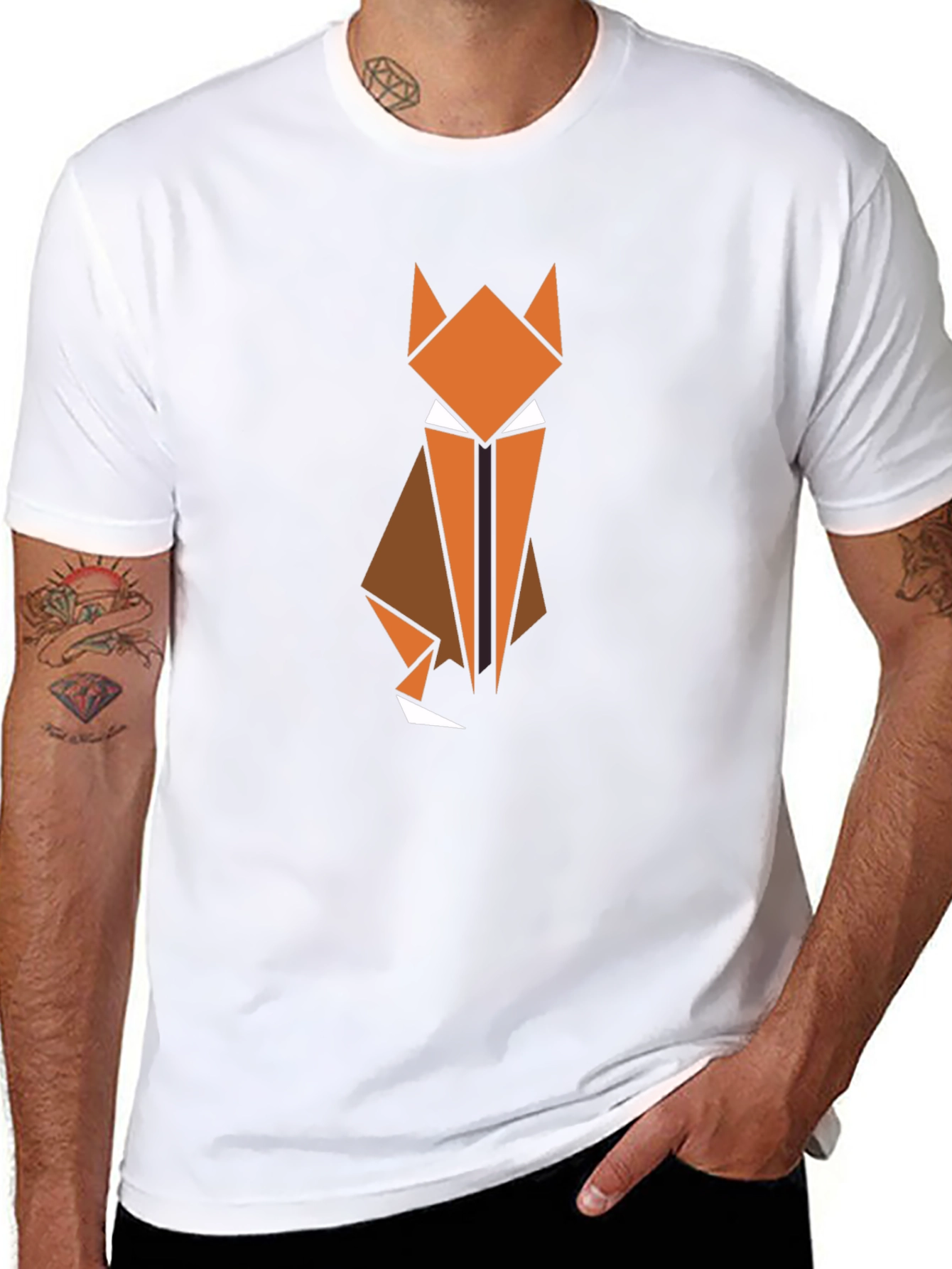 Geometric Fox Graphic Tee - Modern Animal Design