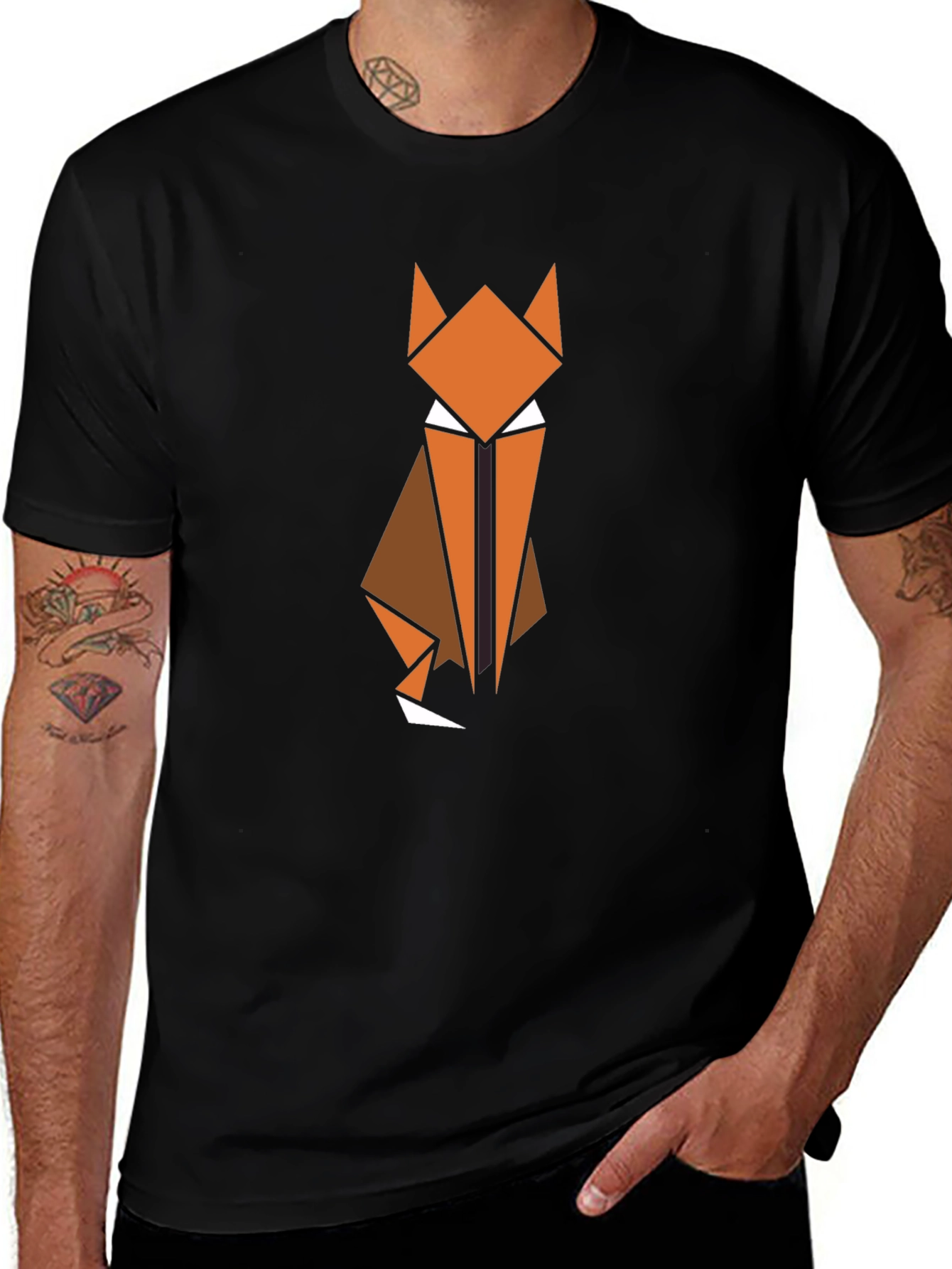 Geometric Fox Graphic Tee - Modern Animal Design