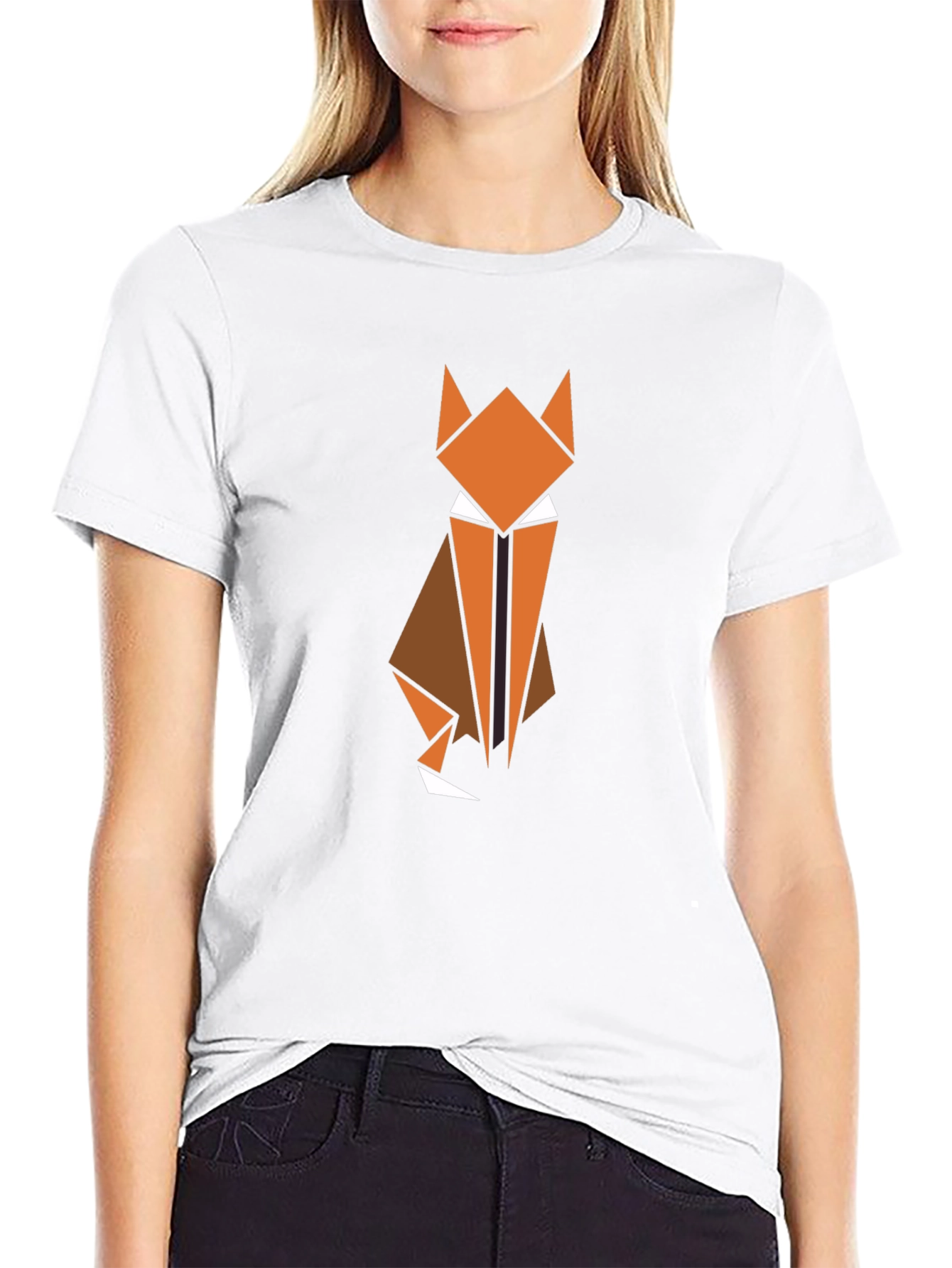 Geometric Fox Graphic Tee - Modern Animal Design