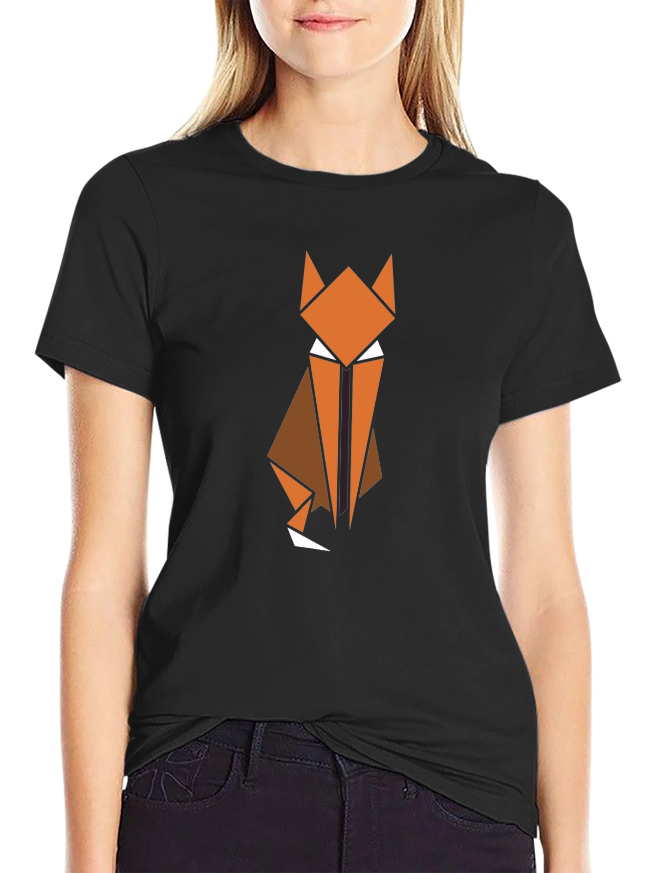 Geometric Fox Graphic Tee - Modern Animal Design
