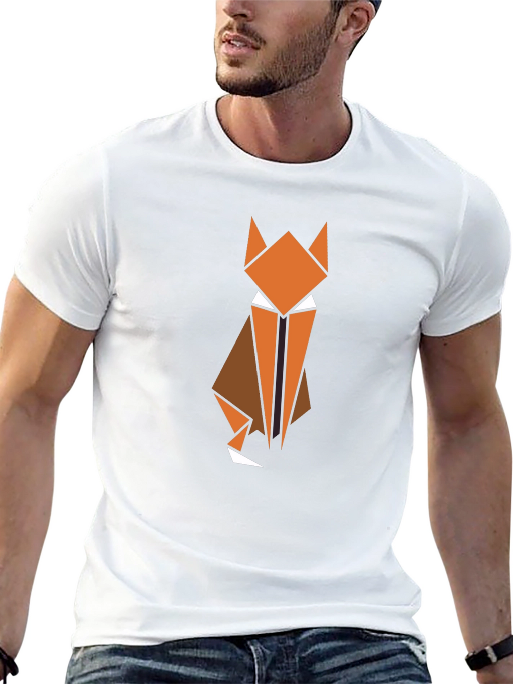 Geometric Fox Graphic Tee - Modern Animal Design