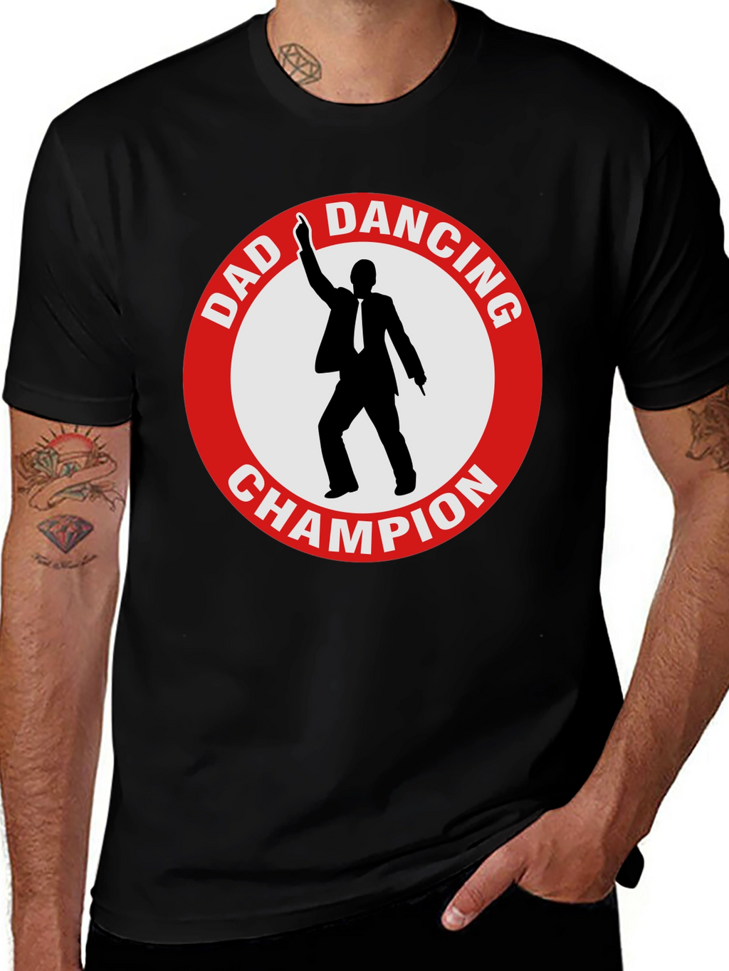 Dad Dancing Champion T-Shirt - Black Cotton Tee