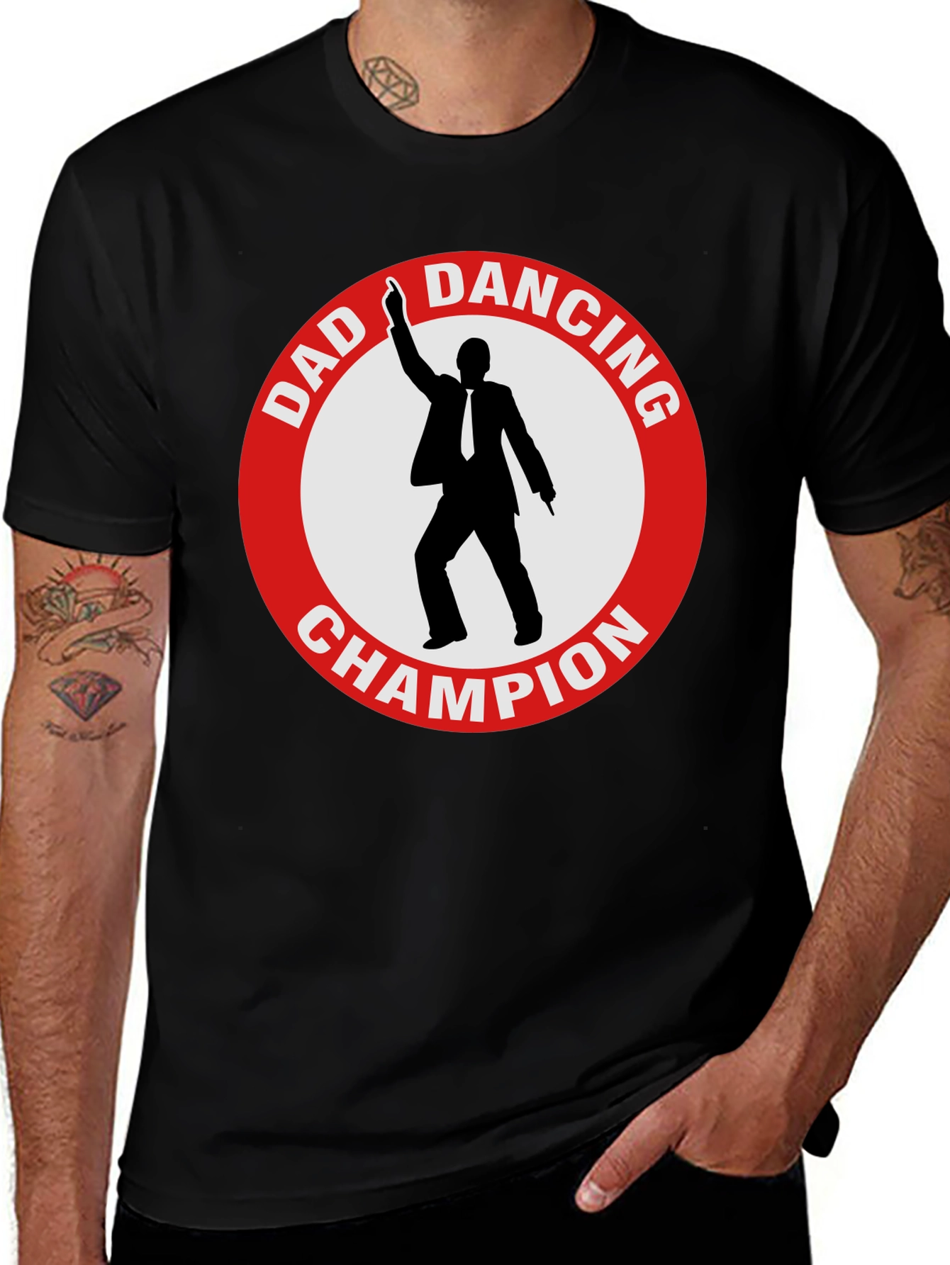 Dad Dancing Champion T-Shirt - Black Cotton Tee