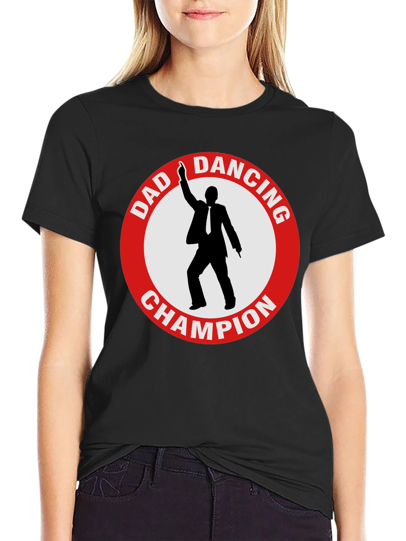 Dad Dancing Champion T-Shirt - Black Cotton Tee