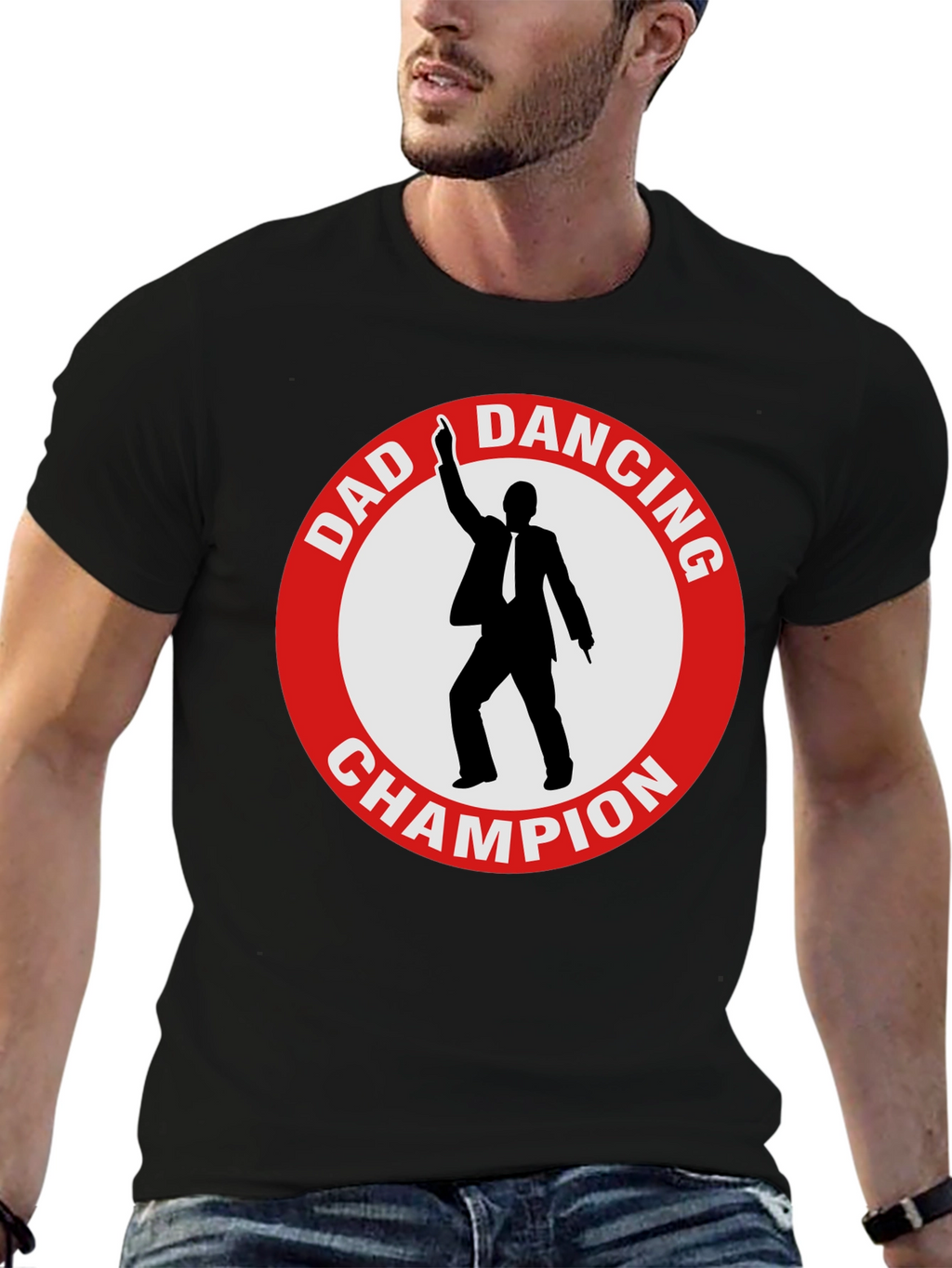 Dad Dancing Champion T-Shirt - Black Cotton Tee