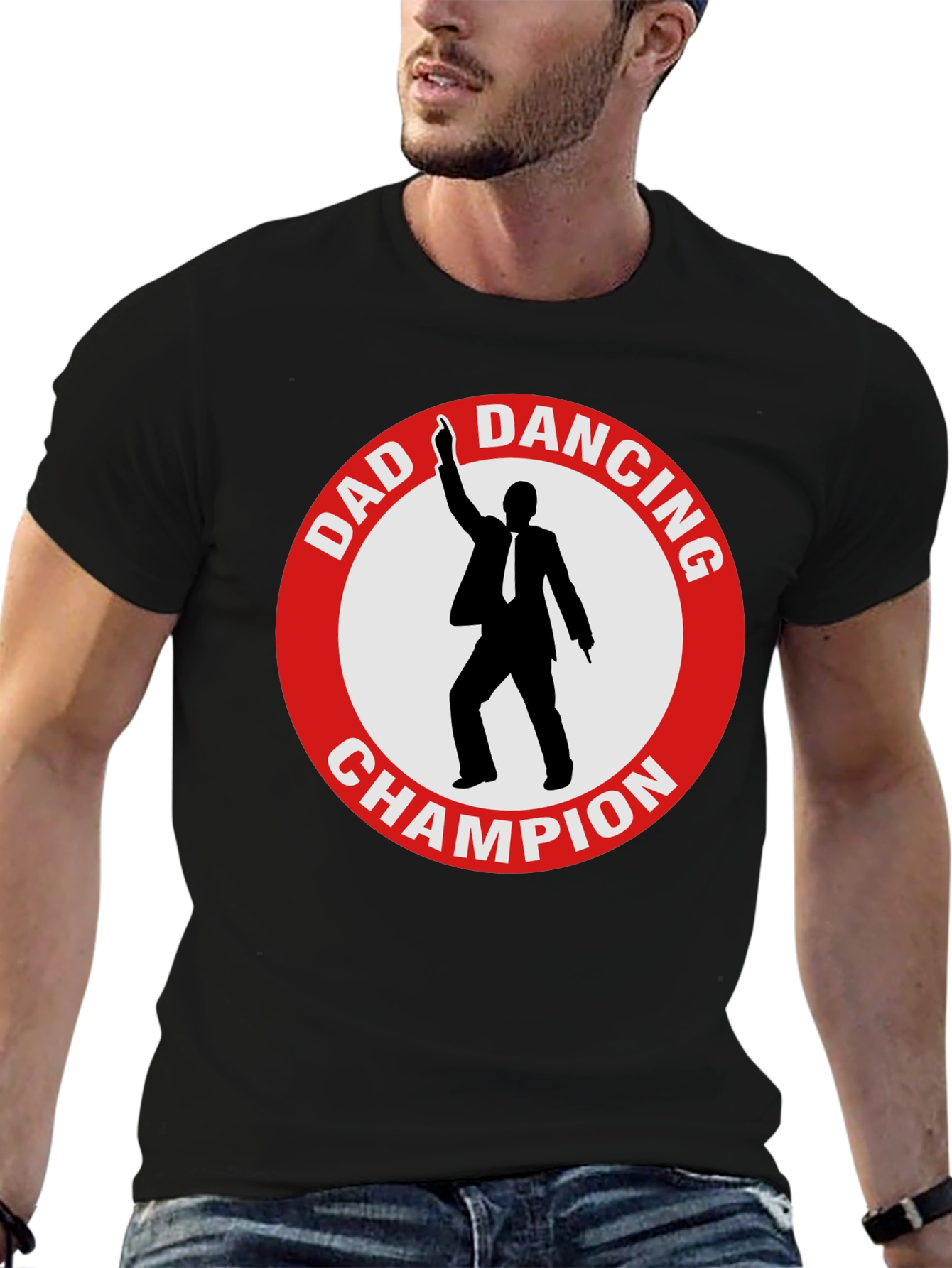 Dad Dancing Champion T-Shirt - Black Cotton Tee