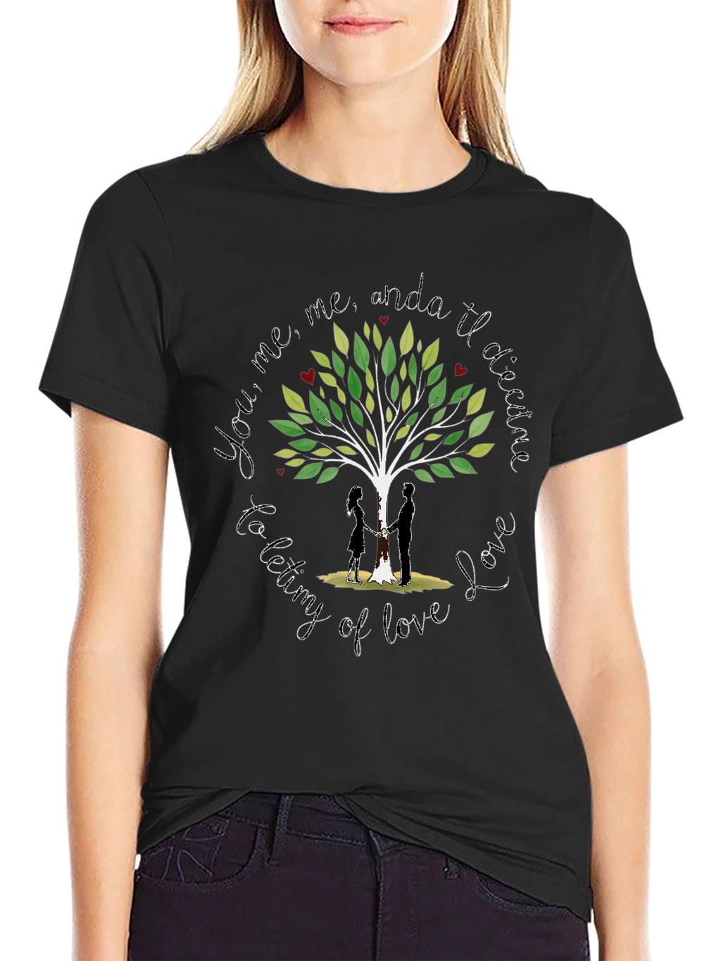 Romantic Tree of Love Graphic T-Shirt