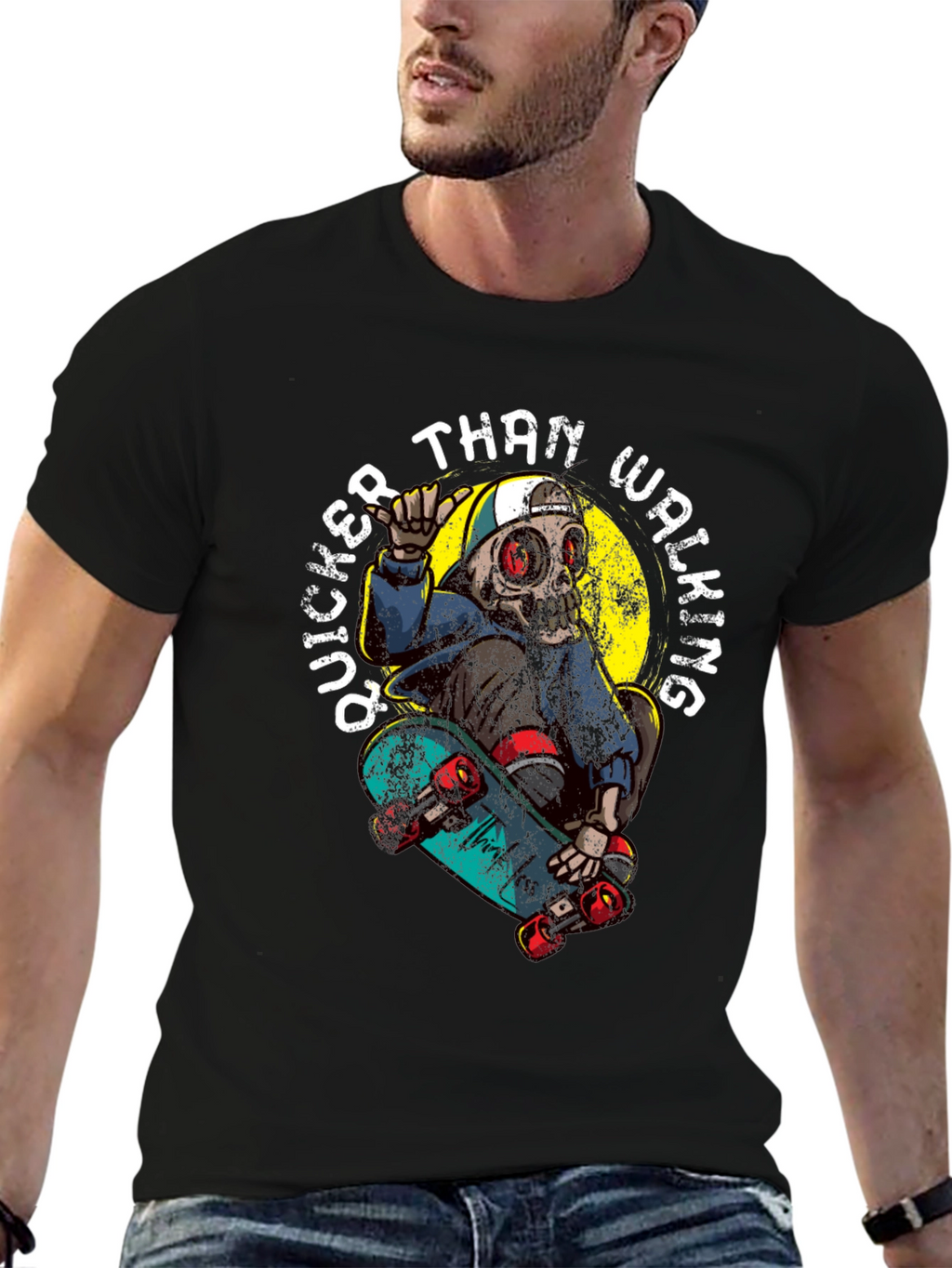 Skateboard Skeleton Graphic T-Shirt