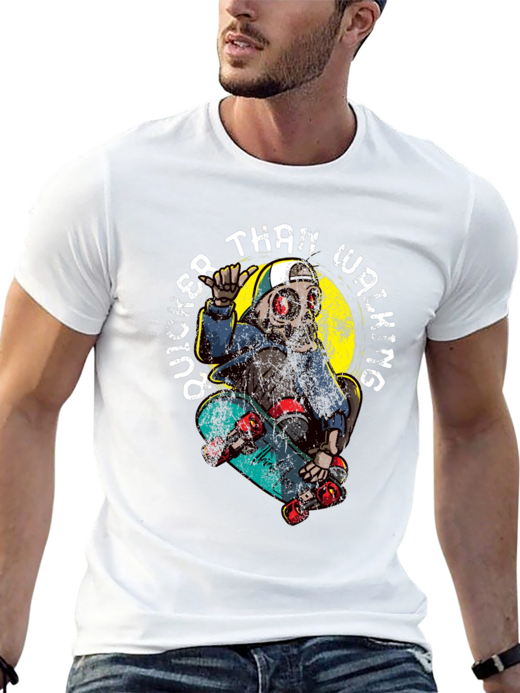 Skateboard Skeleton Graphic T-Shirt