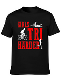 Girls Tri Harder Triathlon T-Shirt
