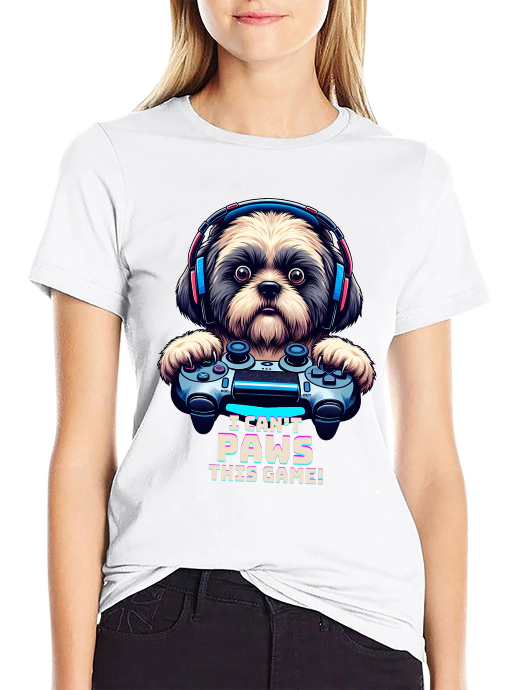 I Cant Paws This Game! Dog Gamer T-Shirt