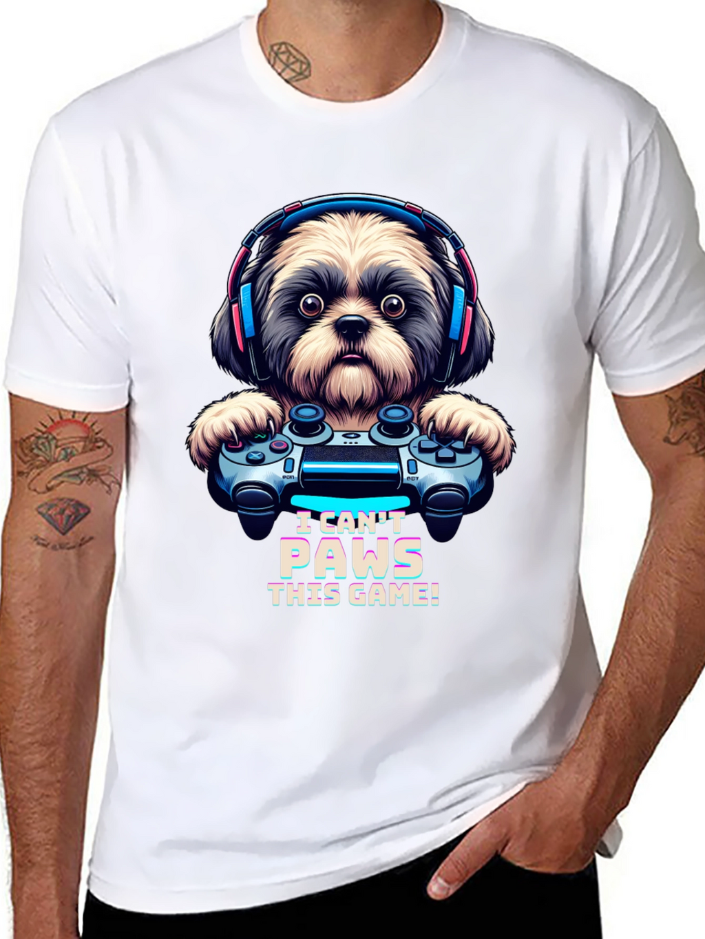 I Cant Paws This Game! Dog Gamer T-Shirt
