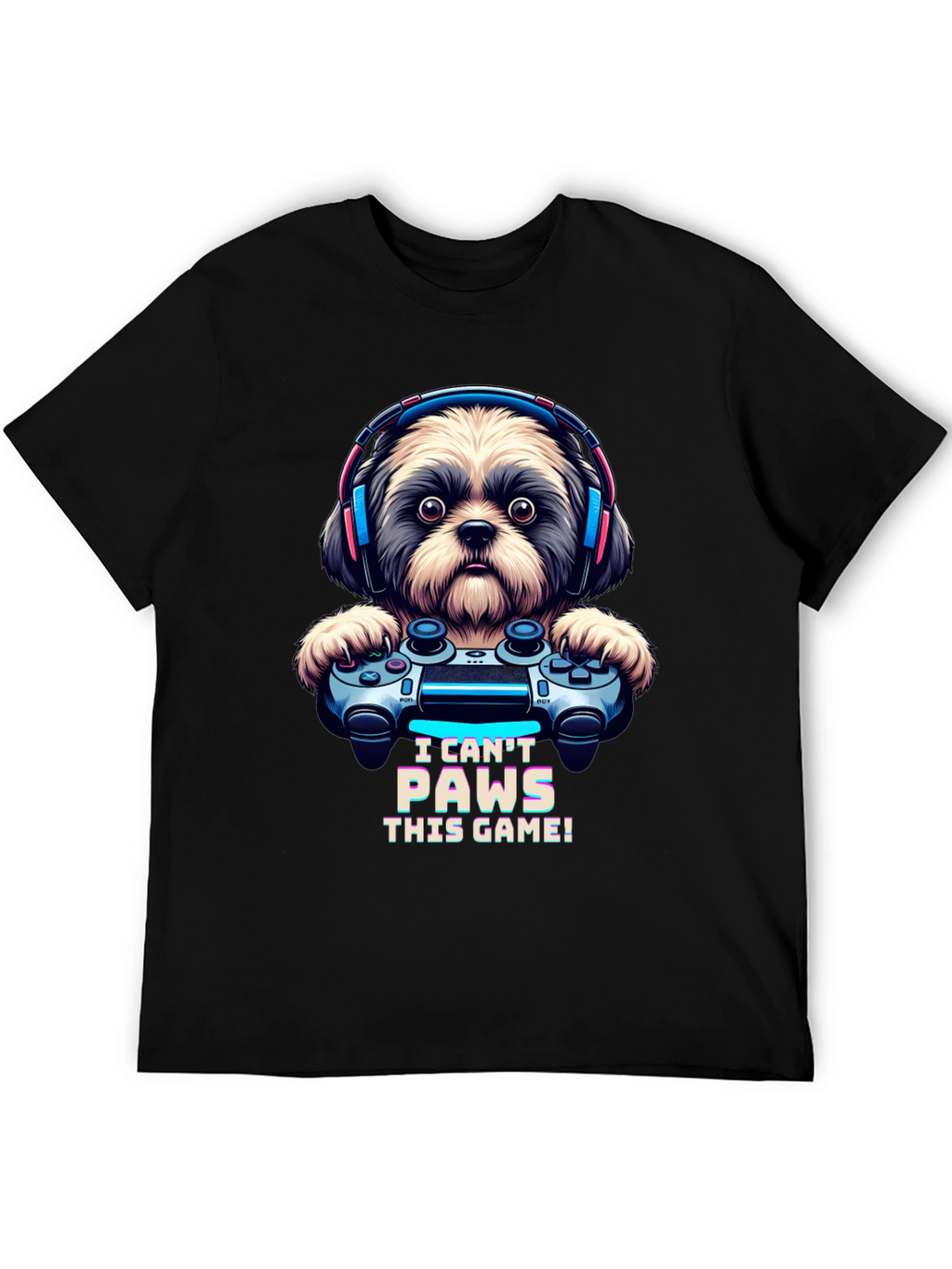 I Cant Paws This Game! Dog Gamer T-Shirt