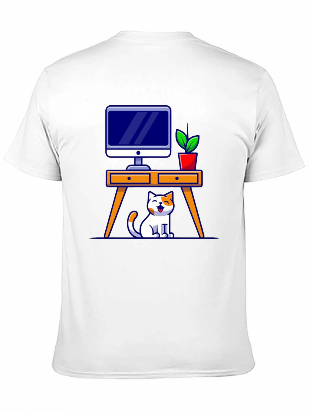 Cat at Desk Graphic T-Shirt