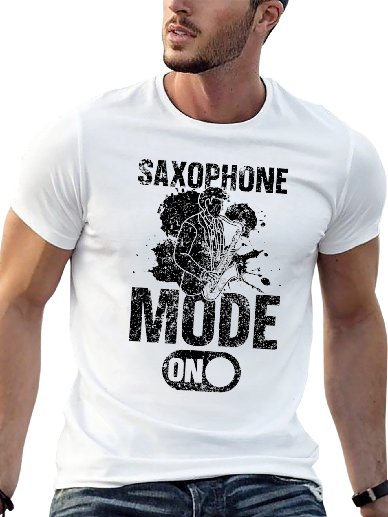 Saxophone Mode On Black Graphic T-Shirt