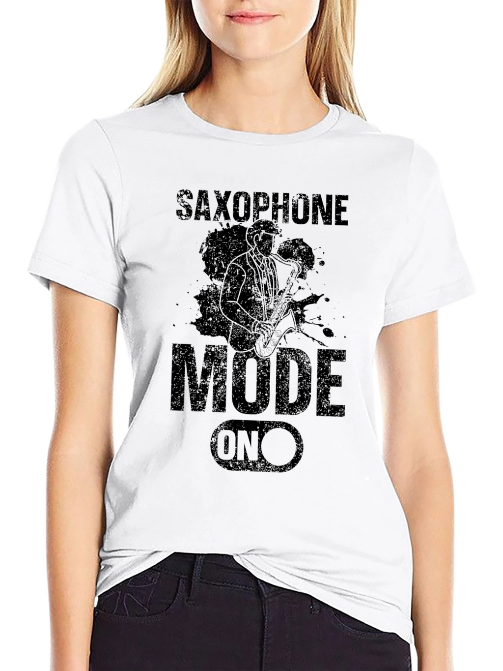 Saxophone Mode On Black Graphic T-Shirt